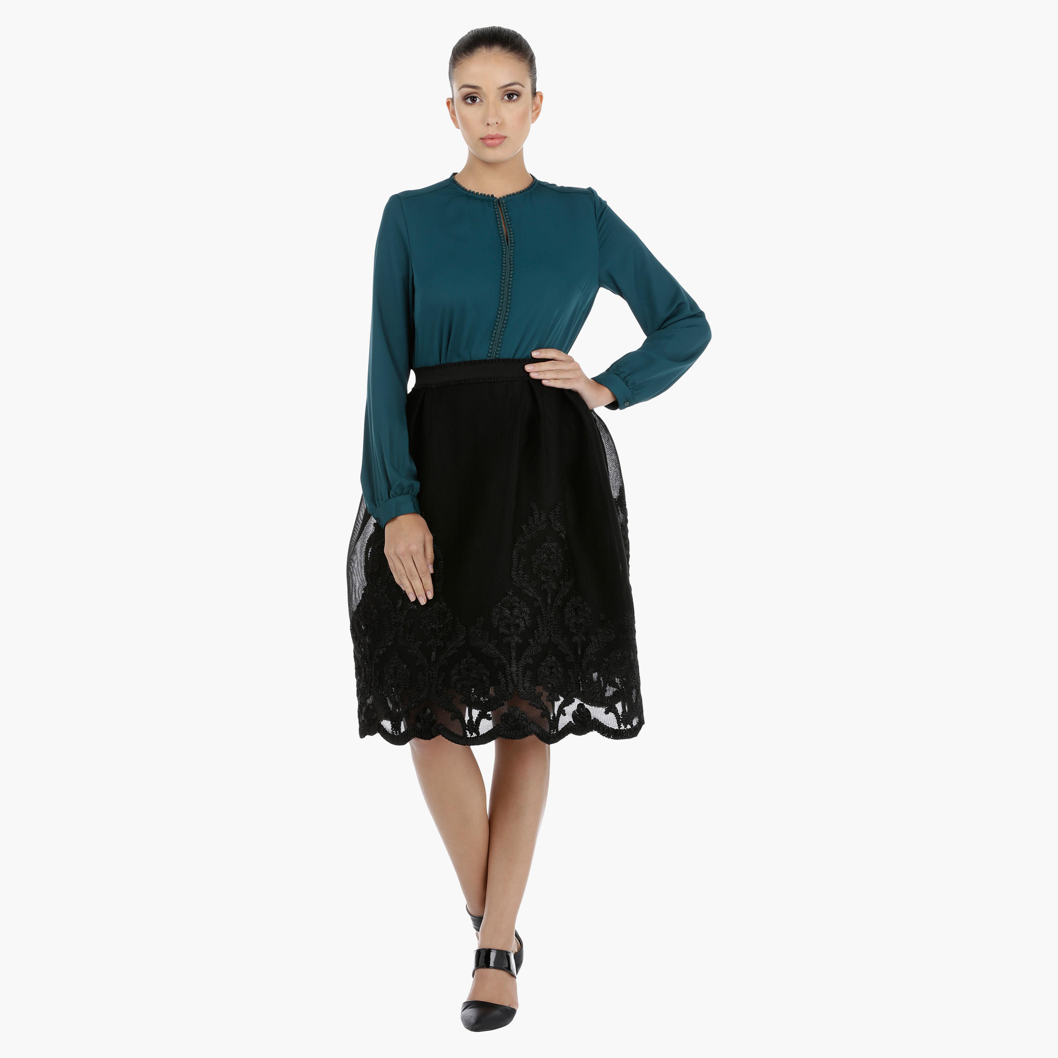 Elle Mesh Embroidered High Waist Skirt-women-clothing-bottoms-skirts-image-5