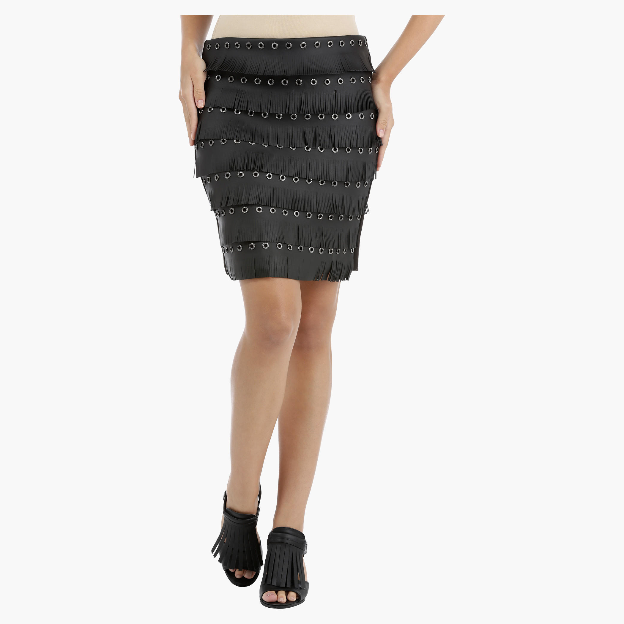 Elle Embellished Pencil Skirt with Fringe Detail-women-clothing-bottoms-skirts-image-2