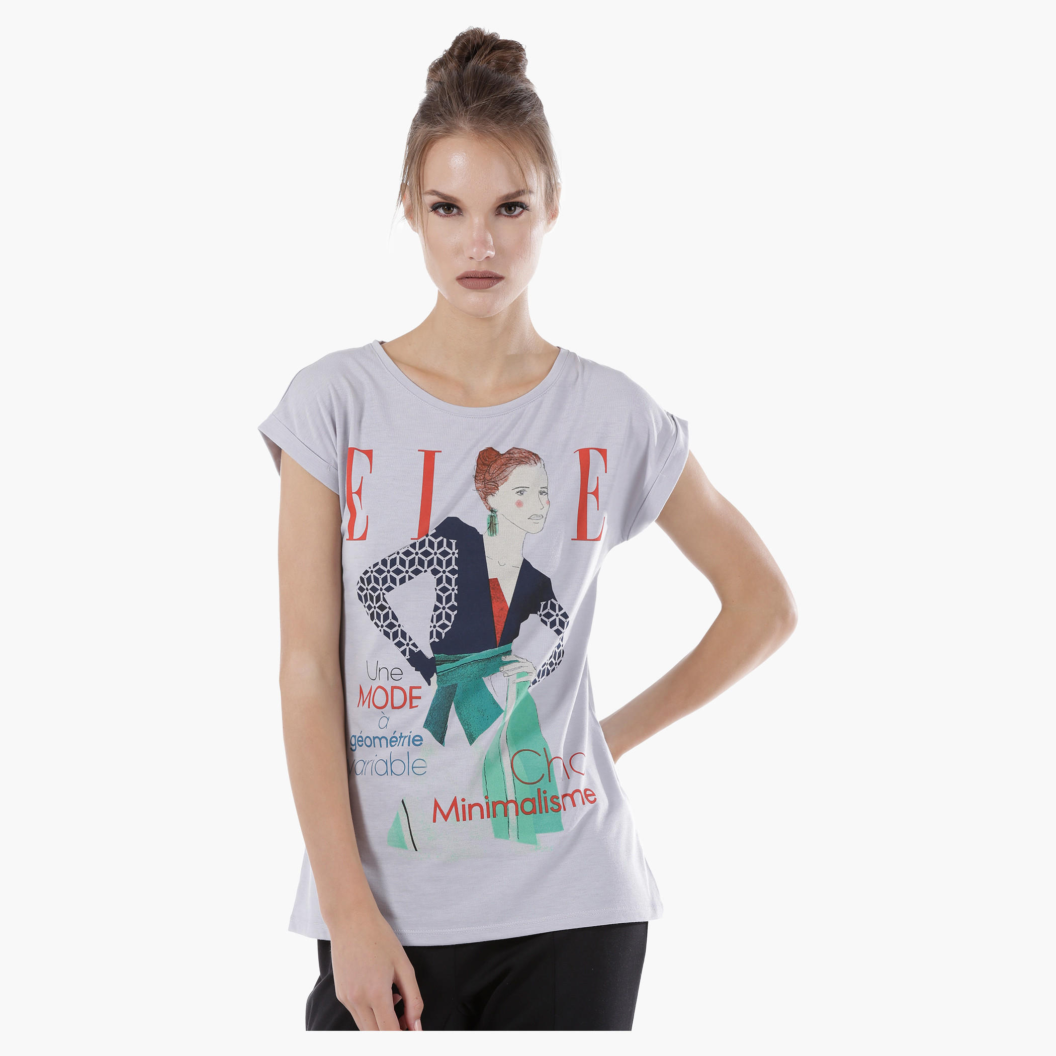 Elle Graphic Print T-Shit with Short Sleeves-women-clothing-tshirts-image-1