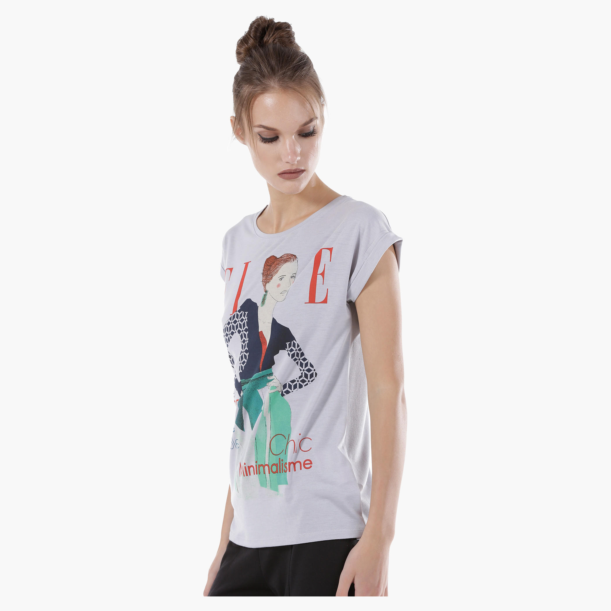 Elle Graphic Print T-Shit with Short Sleeves-women-clothing-tshirts-image-3
