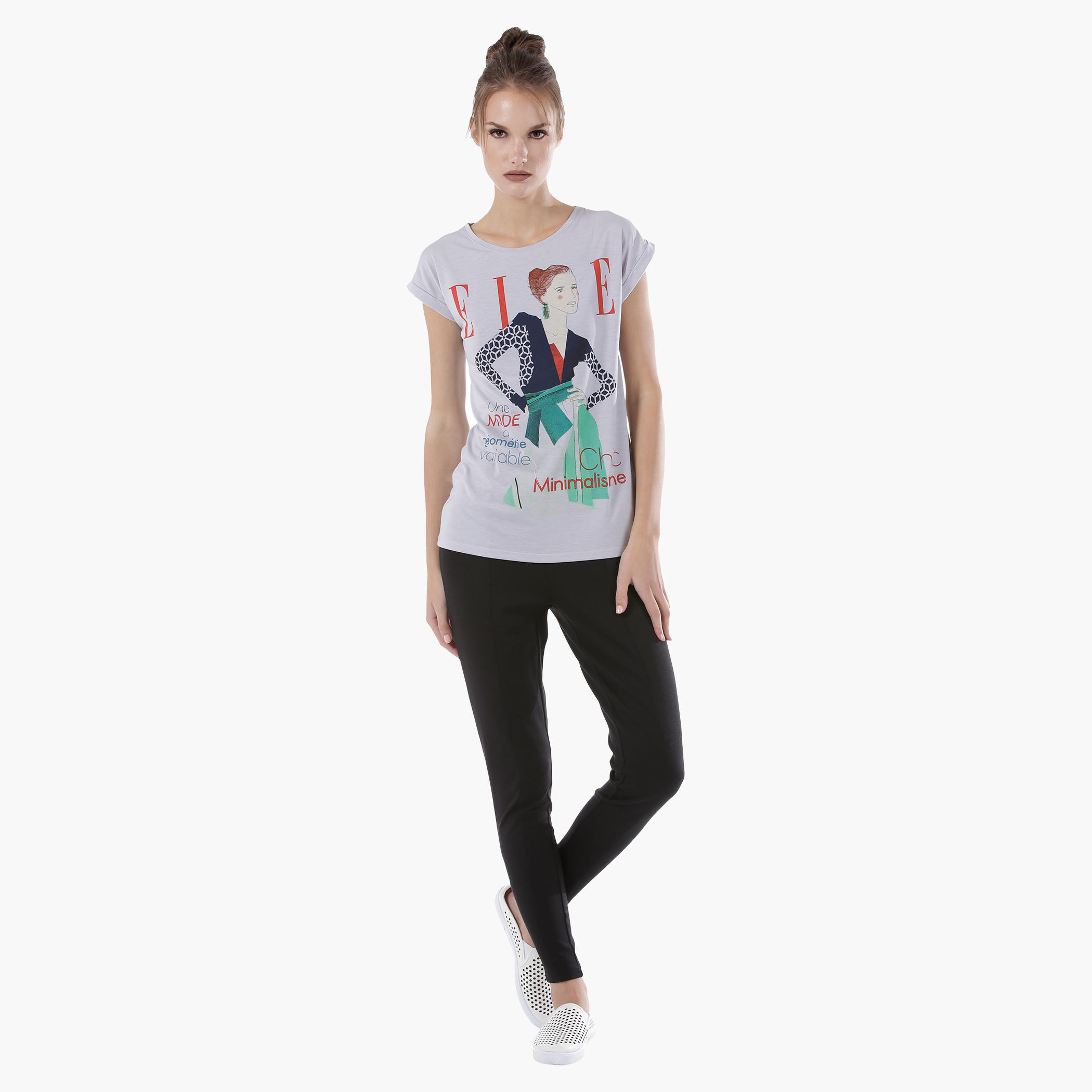 Elle Graphic Print T-Shit with Short Sleeves-women-clothing-tshirts-image-5