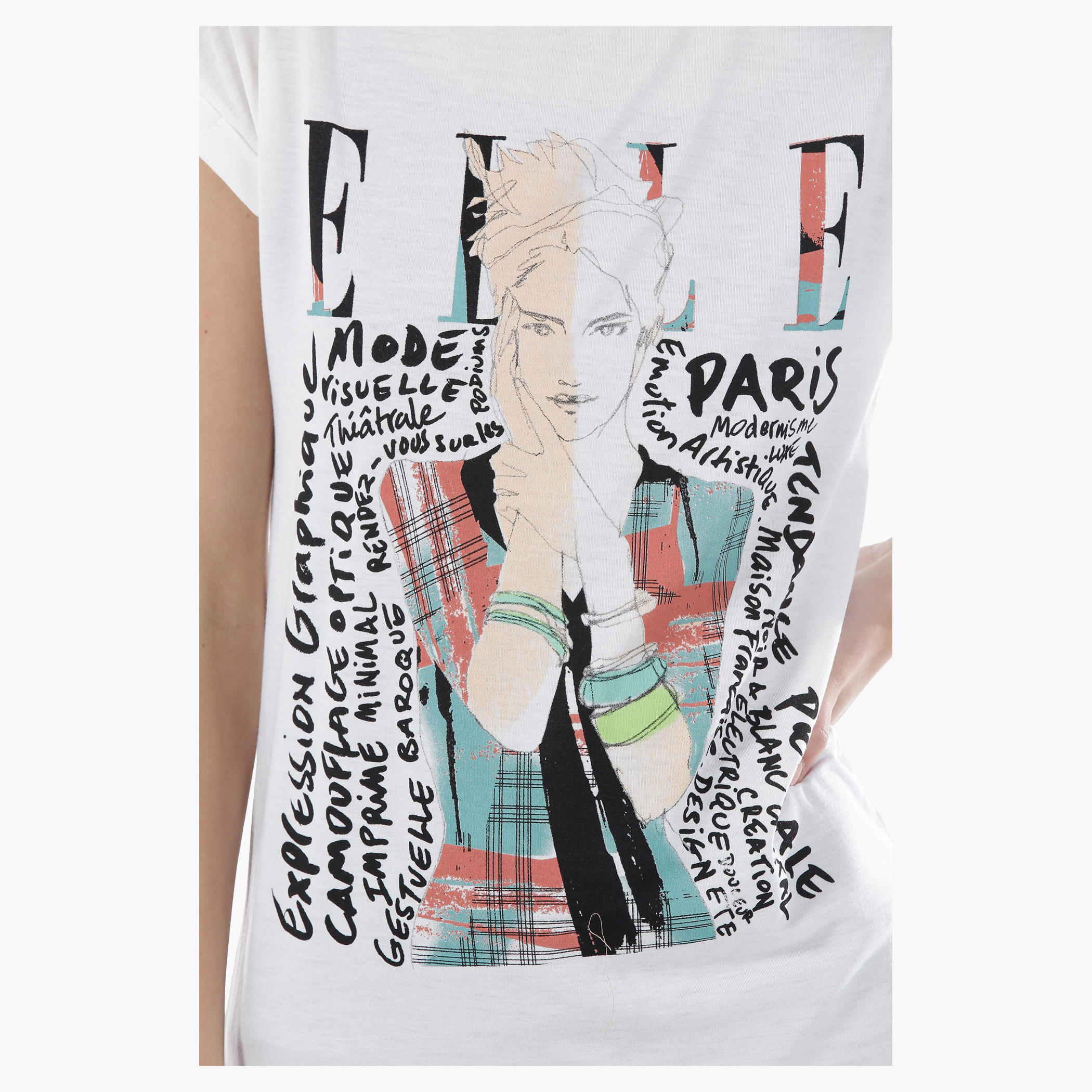 Elle Graphic Print T-Shit with Short Sleeves-women-clothing-tshirts-image-9