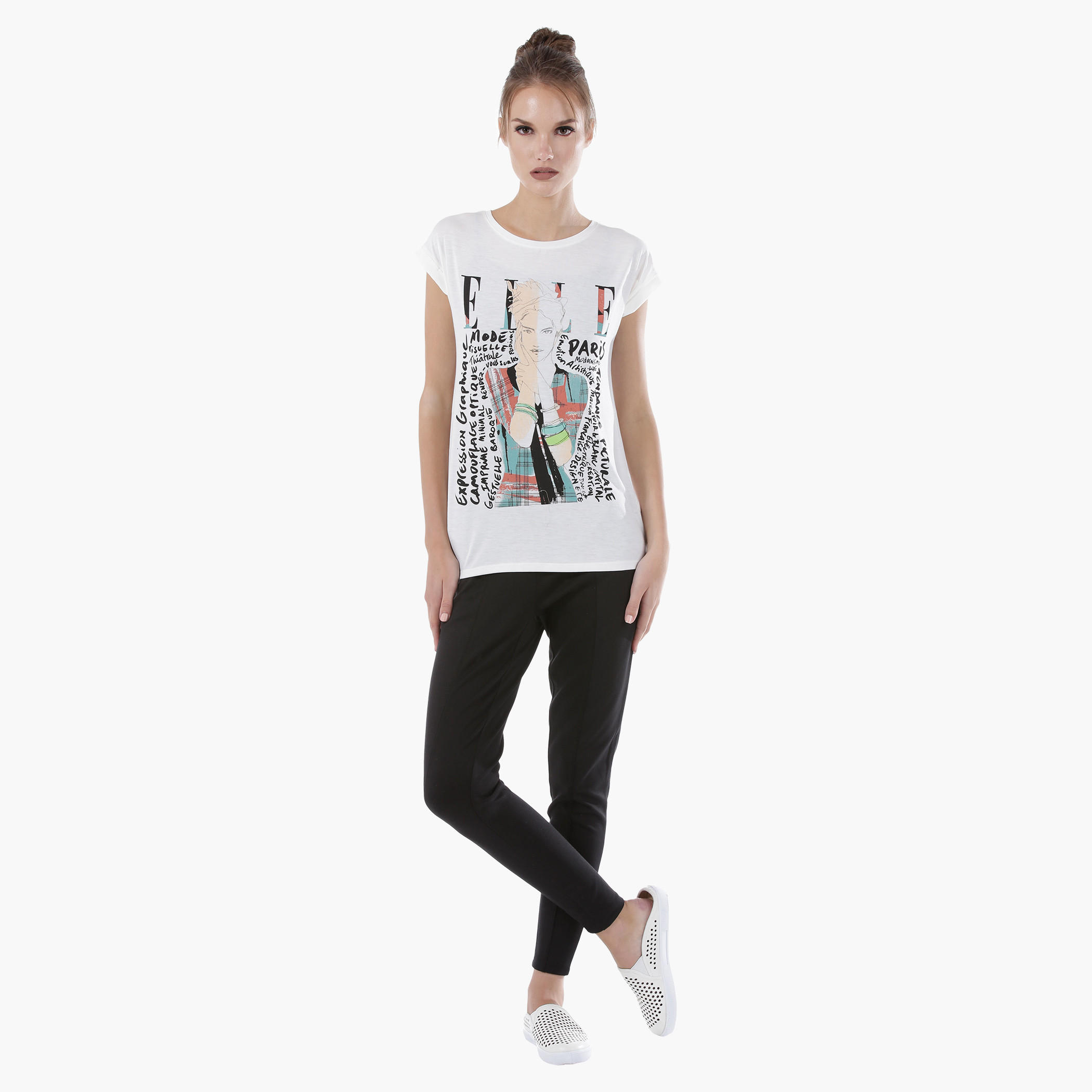 Elle Graphic Print T-Shit with Short Sleeves-women-clothing-tshirts-image-10