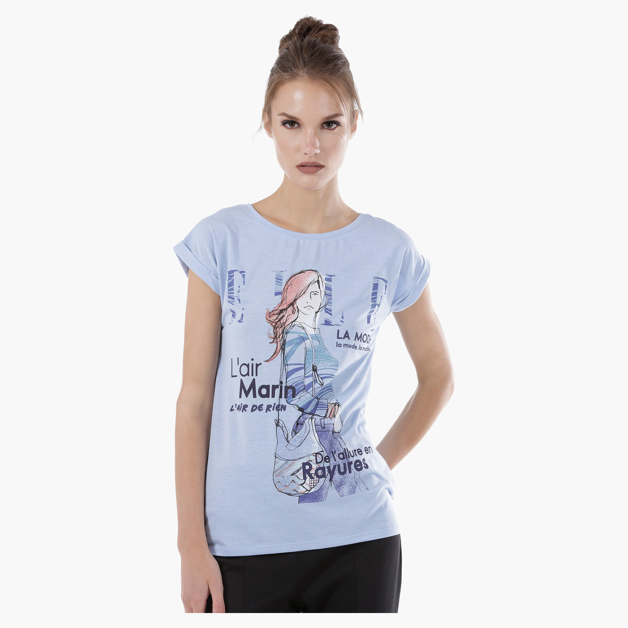 Elle Graphic Print T-Shit with Short Sleeves-women-clothing-tshirts-image-11