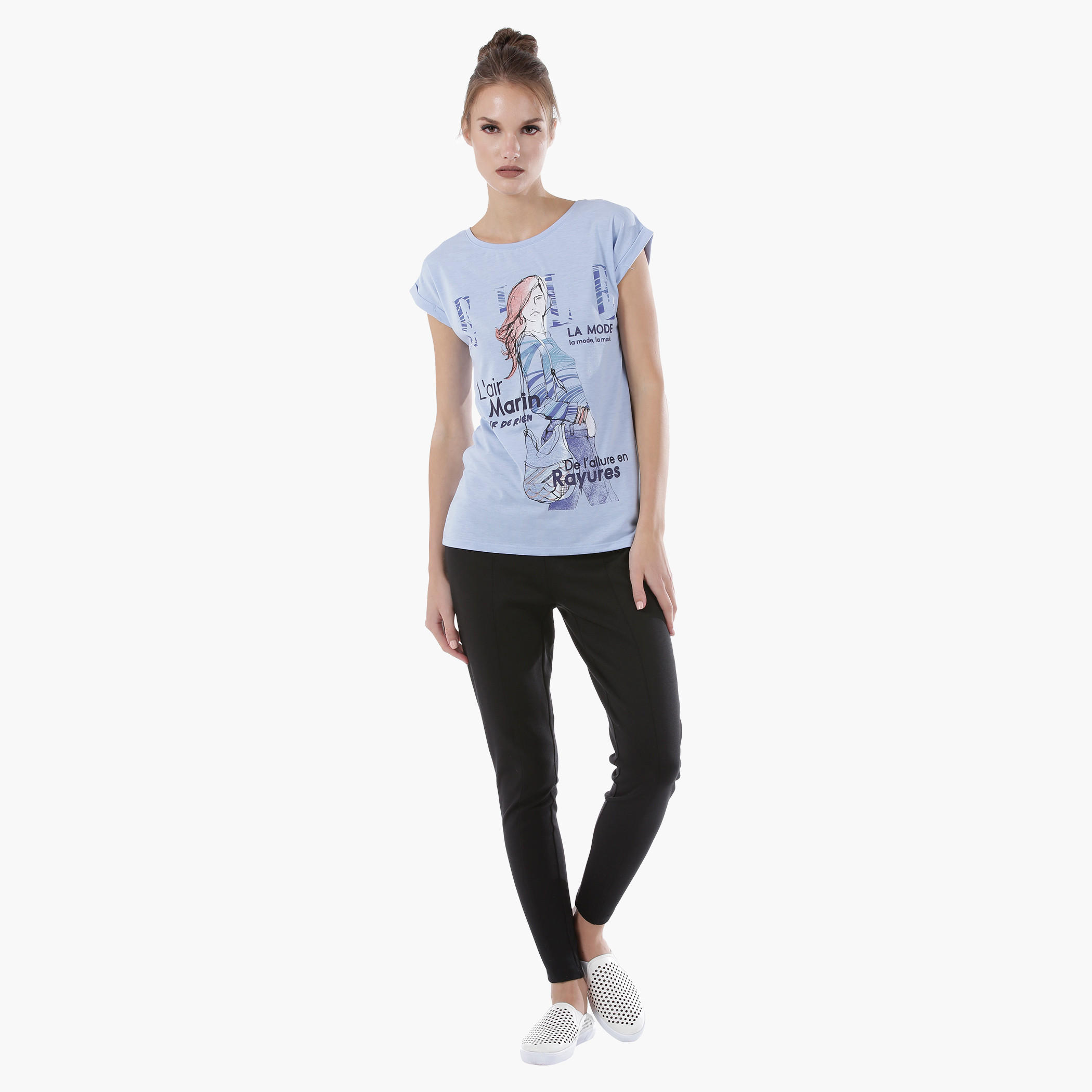Elle Graphic Print T-Shit with Short Sleeves-women-clothing-tshirts-image-14
