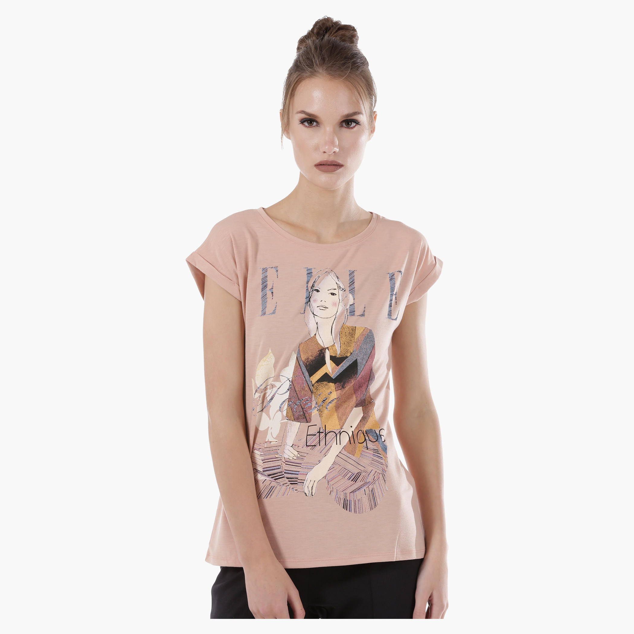 Elle Graphic Print T-Shit with Short Sleeves-women-clothing-tshirts-image-15