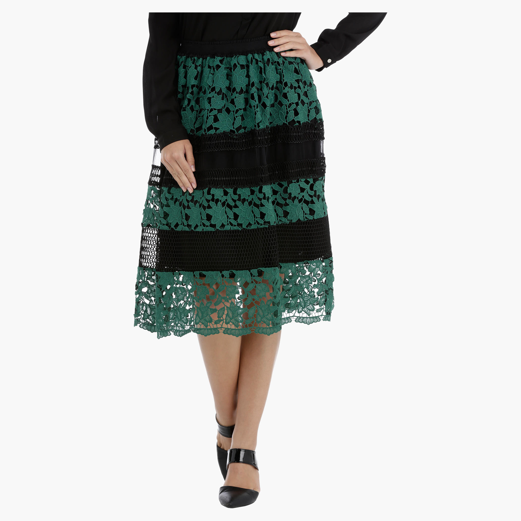 Elle Lace Embroidered High waist Midi Skirt-women-clothing-bottoms-skirts-image-1