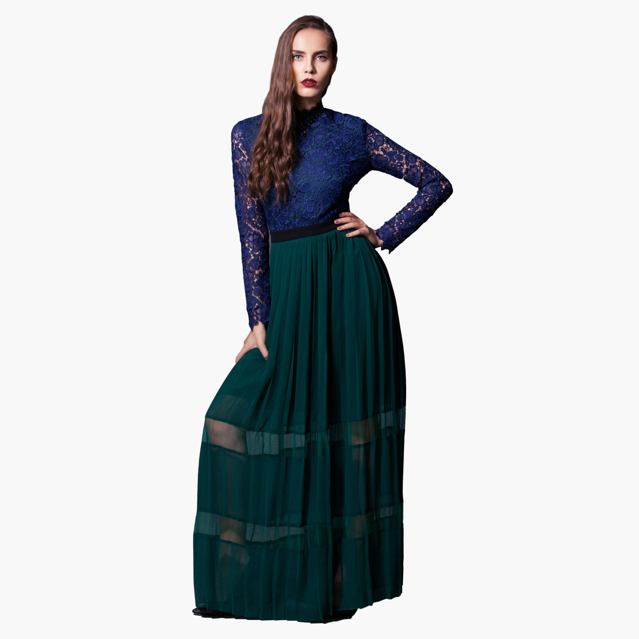 Elle Lace Top Maxi Dress with Pleats-women-clothing-dresses-image-5