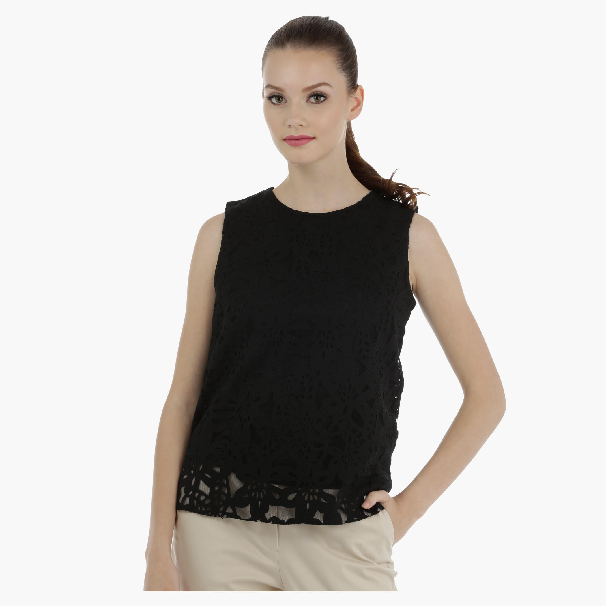Elle Laser Cut Top with Boat Neck-women-clothing-shirtsandblouses-blouses-image-1