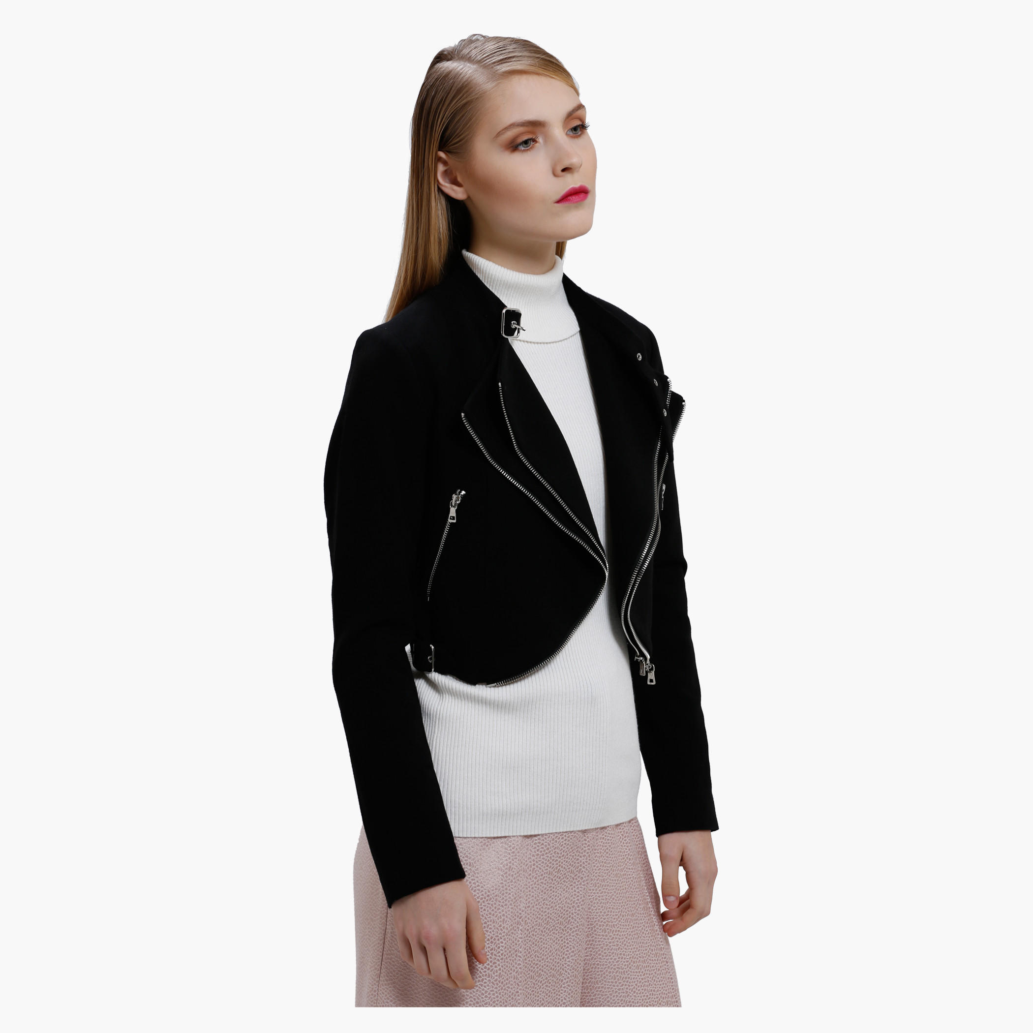 Elle Crop Jacket with Zip Detail and Long Sleeves-women-winterwear-coatsandjackets-jackets-image-3