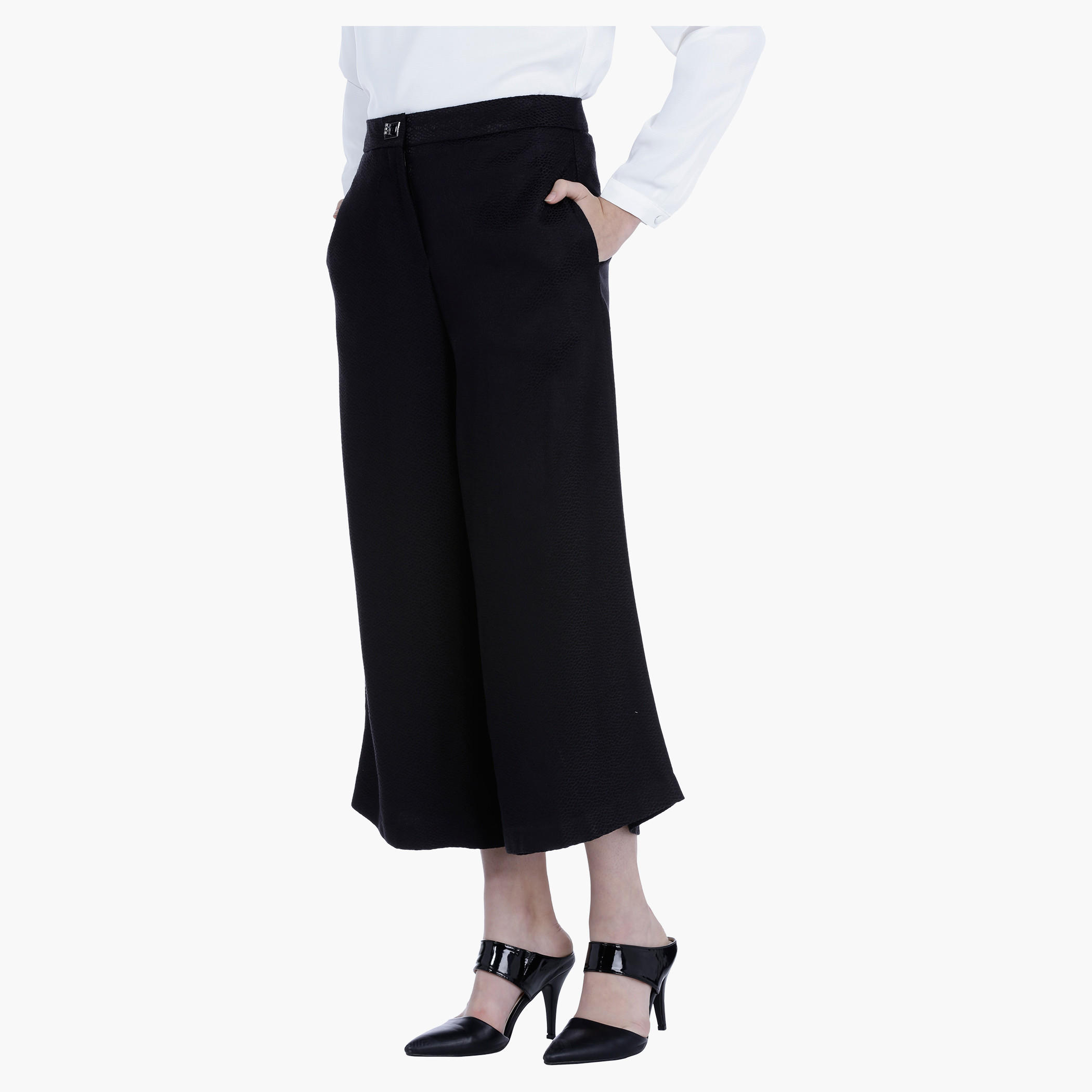 Elle Textured Culottes with Twist Button Closure-women-clothing-bottoms-trousers-image-3