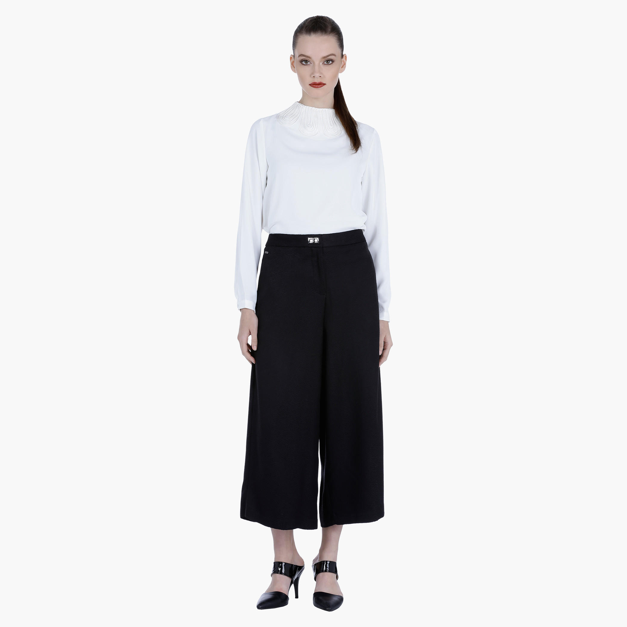 Elle Textured Culottes with Twist Button Closure-women-clothing-bottoms-trousers-image-5