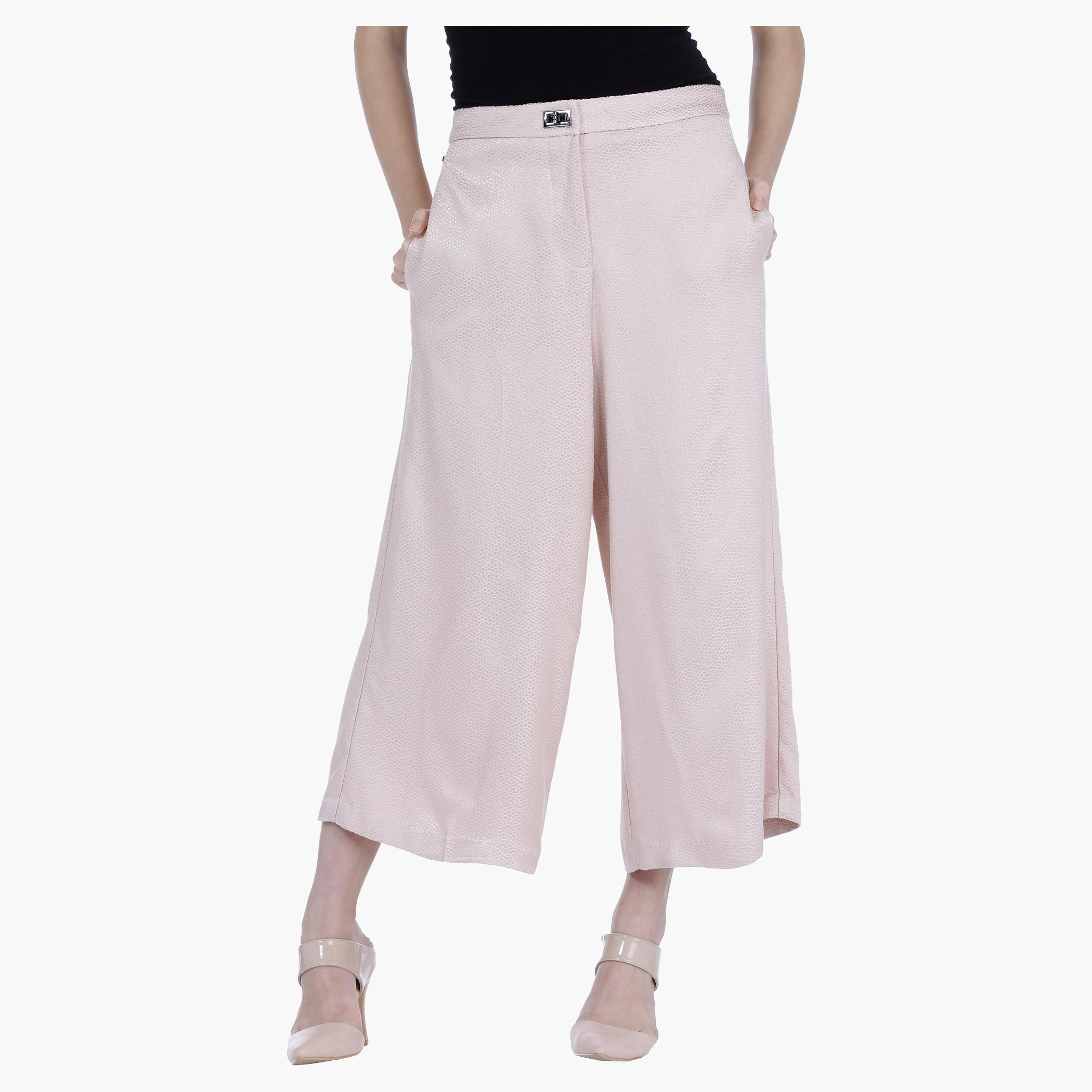Elle Textured Culottes with Twist Button Closure-women-clothing-bottoms-trousers-image-6