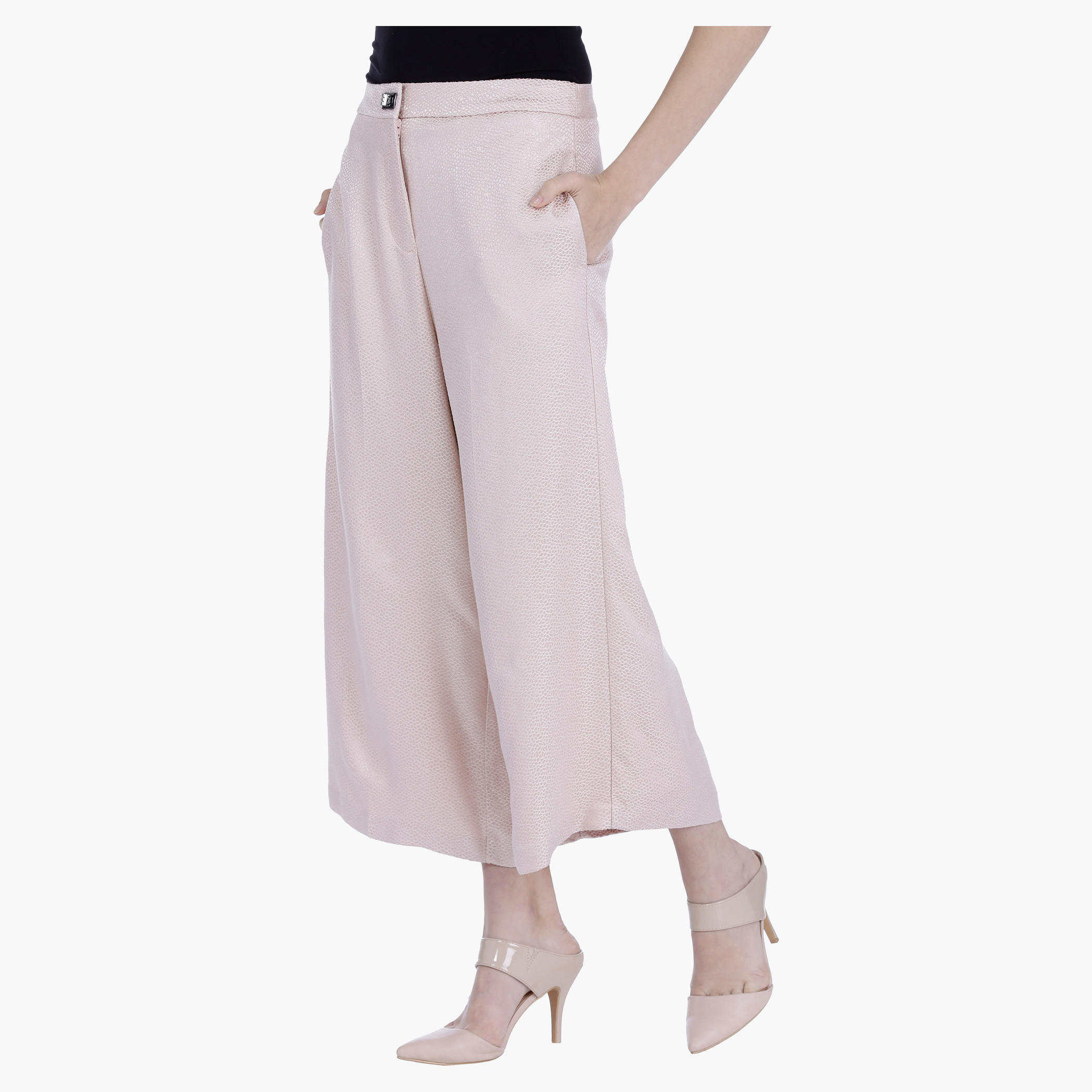 Elle Textured Culottes with Twist Button Closure-women-clothing-bottoms-trousers-image-8