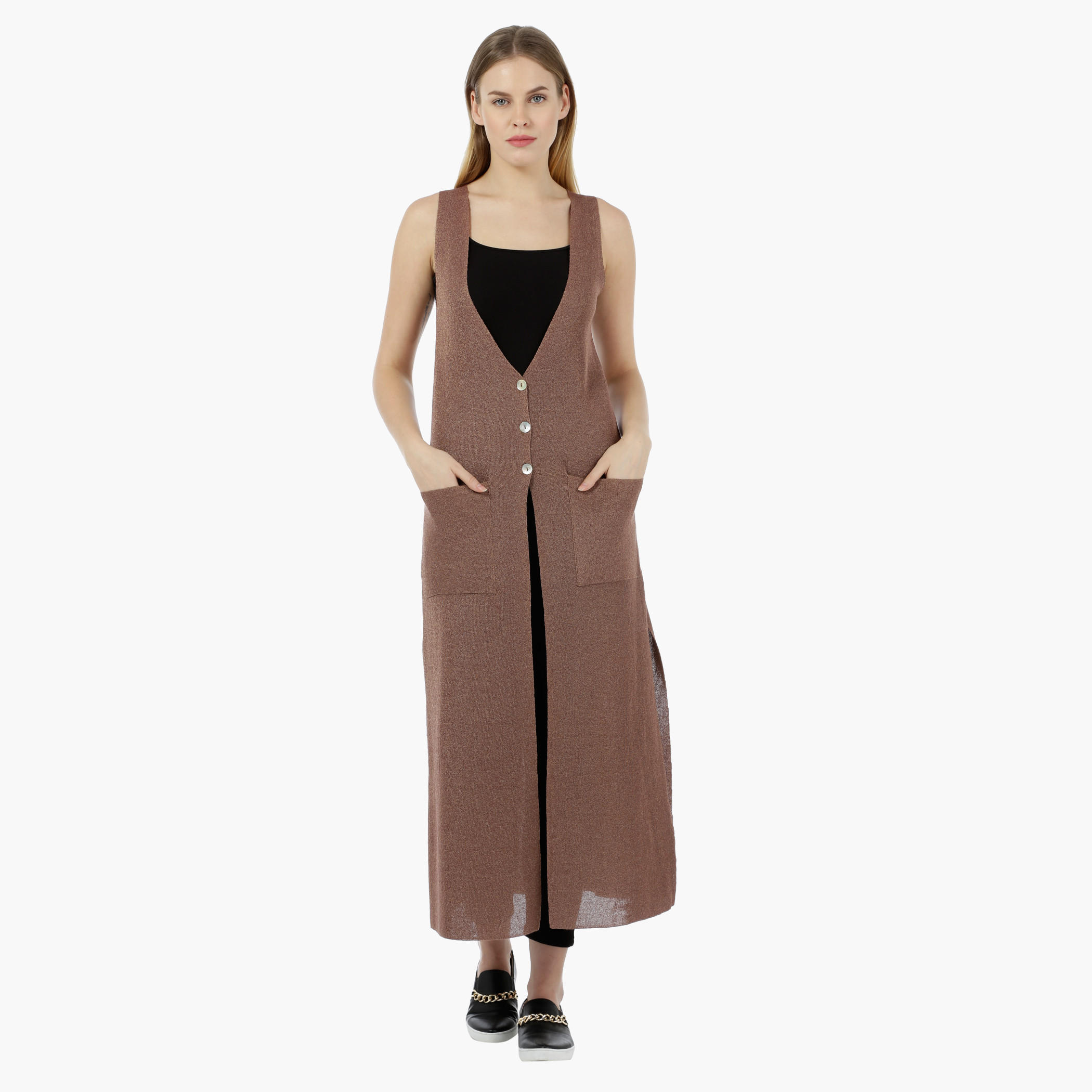 Elle Sleeveless Long Cardigan-women-winterwear-cardigansandjumpers-cardigans-image-1