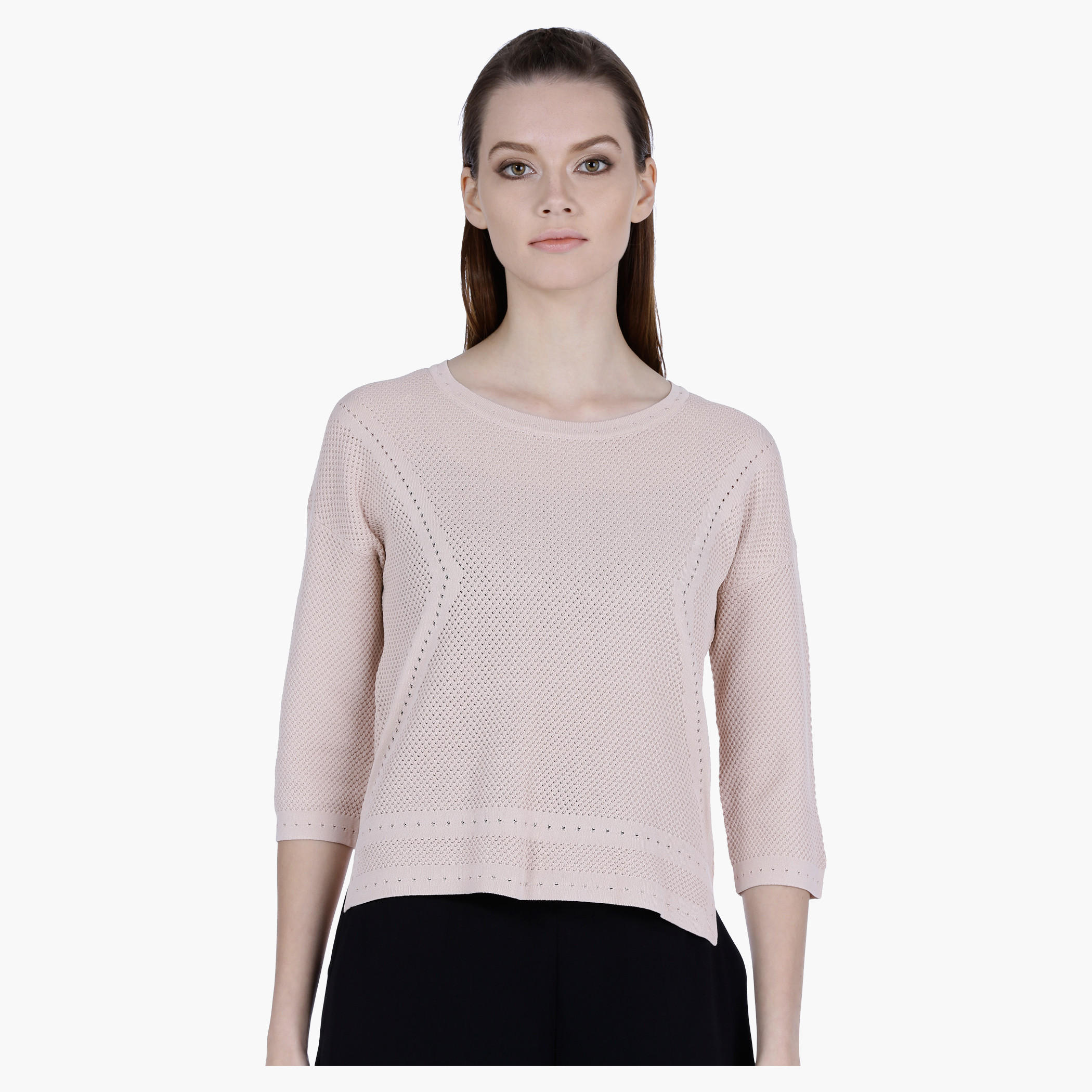 Elle Textured Round Neck Sweater-women-clothing-cardigansandjumpers-jumpers-image-1