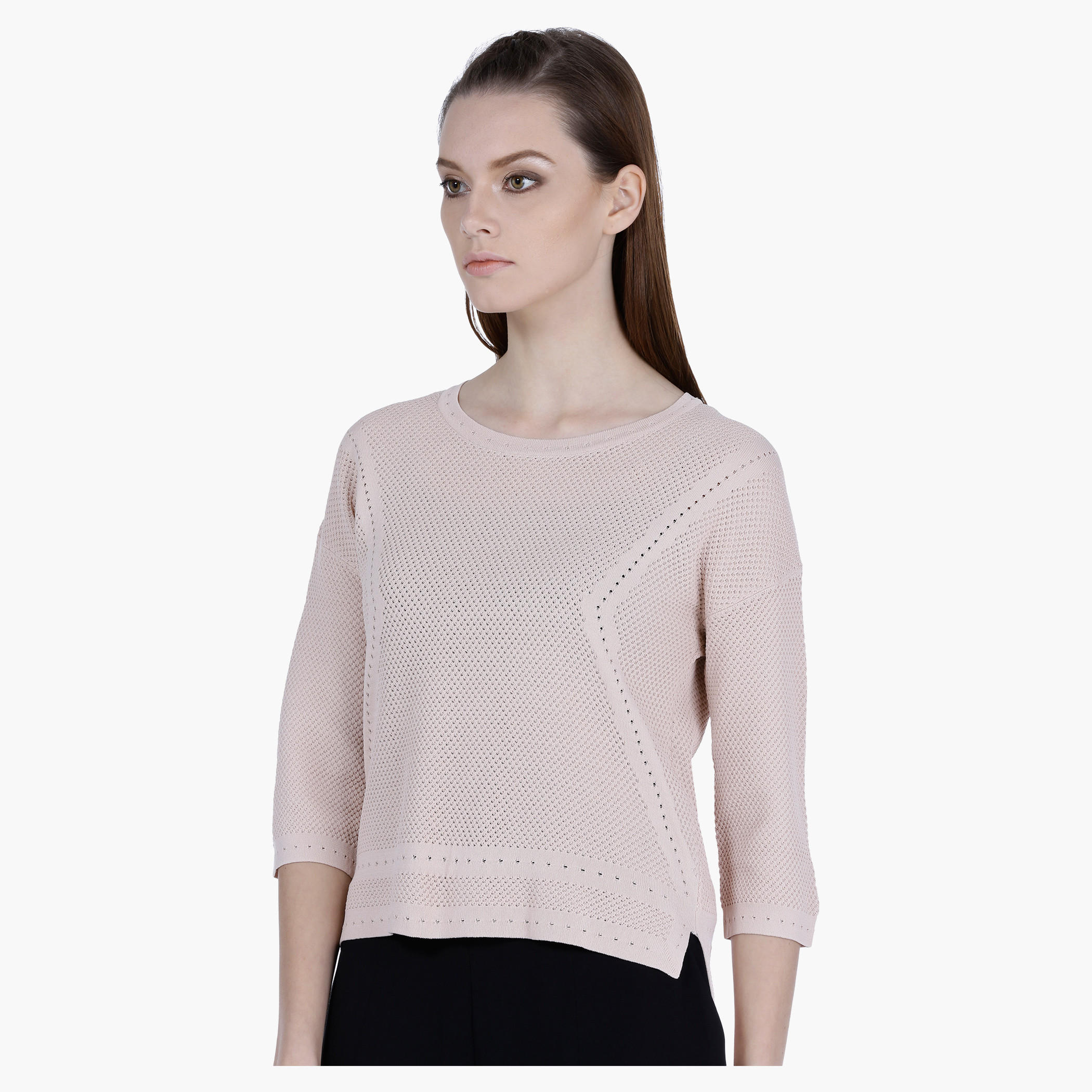 Elle Textured Round Neck Sweater-women-clothing-cardigansandjumpers-jumpers-image-3