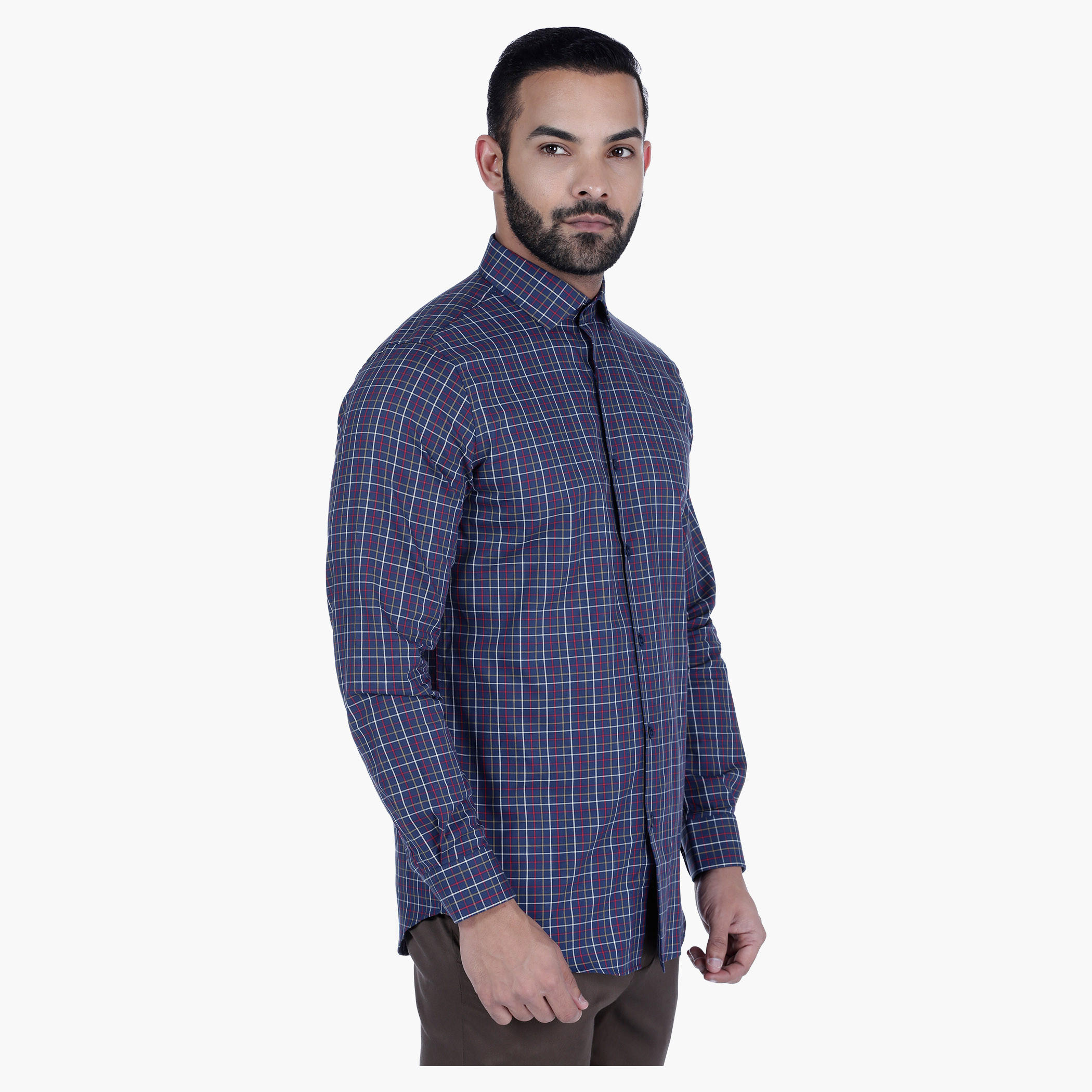 L'Homme Chequered Shirt with Long Sleeves-men-clothing-shirts-image-3
