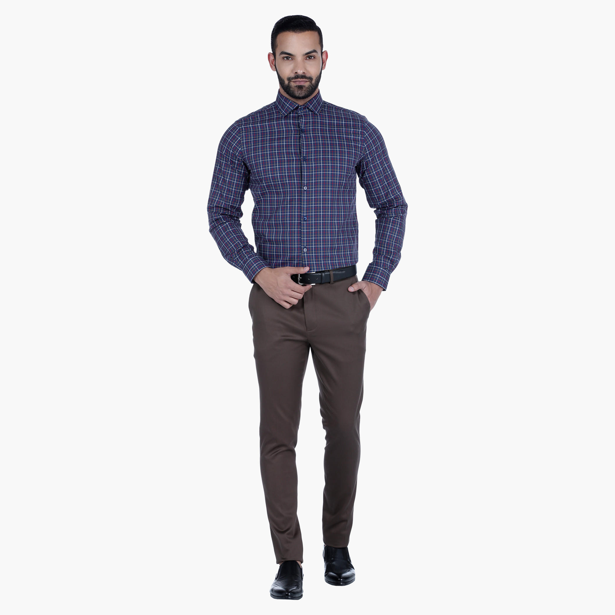 L'Homme Chequered Shirt with Long Sleeves-men-clothing-shirts-image-5