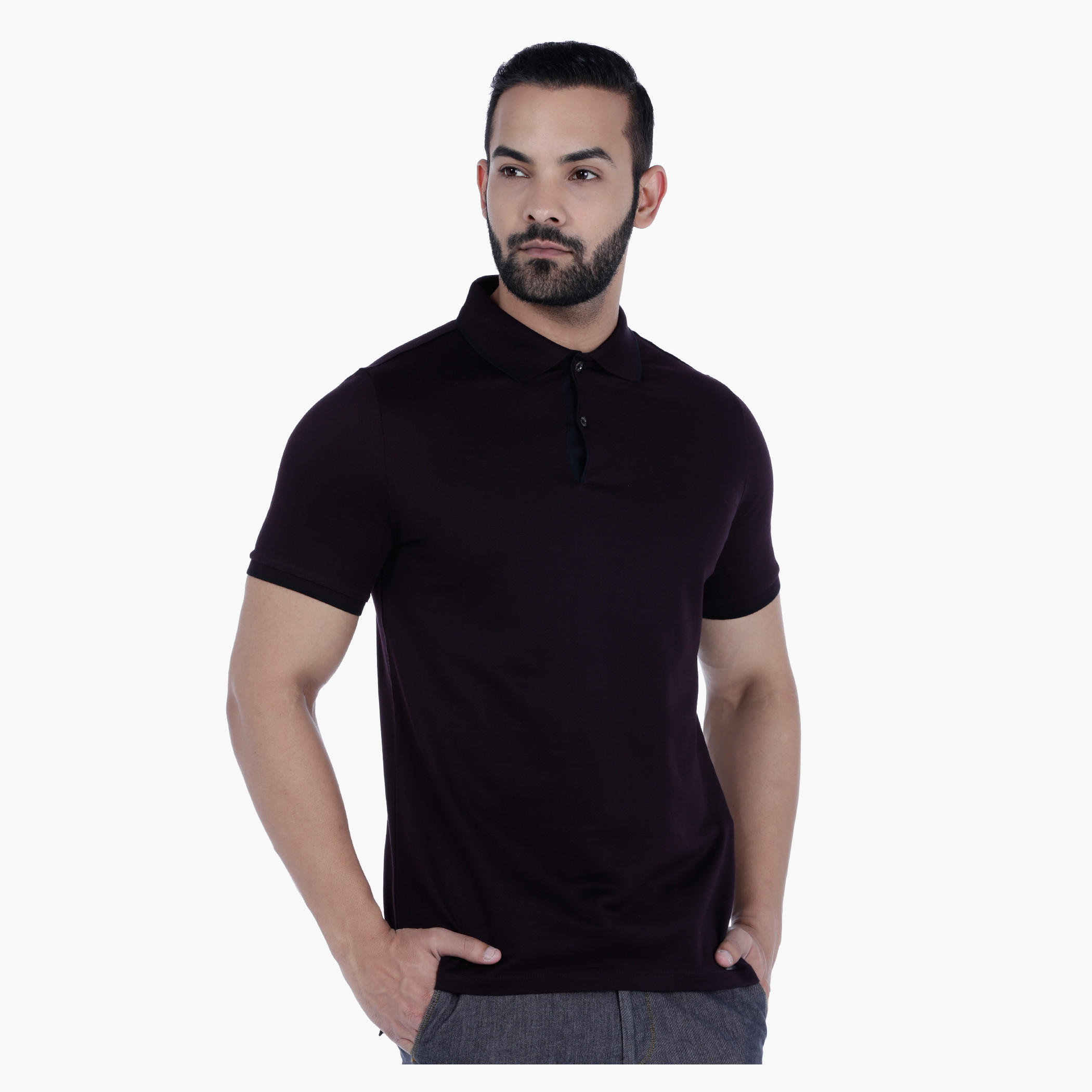 L'HOMME Cotton T-Shirt with Polo Neck and Short Sleeves-men-clothing-tshirtsandpolos-polos-image-1
