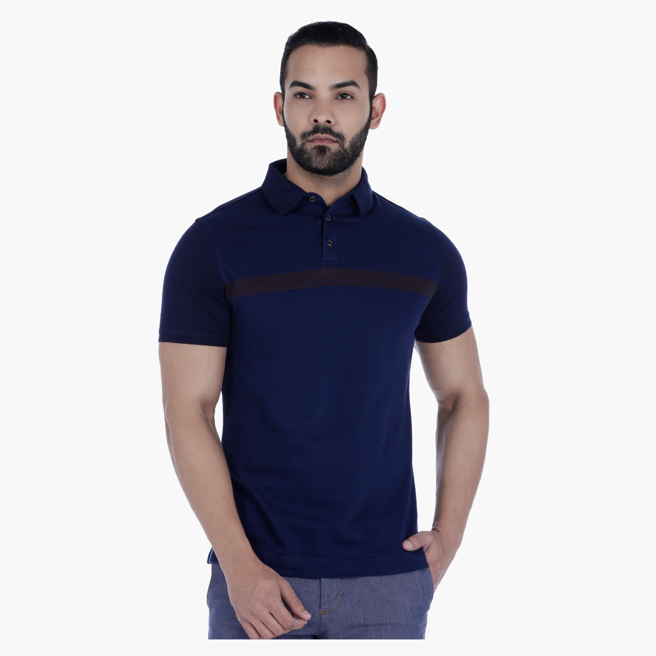L'Homme Polo Neck T-Shirt with Short Sleeves-men-clothing-tshirtsandpolos-polos-image-1