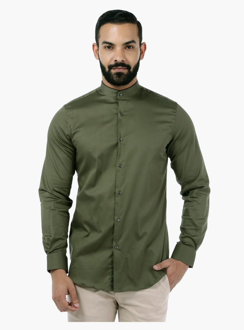 L'Homme Full-sleeved Mandarin Collar Shirt-men-clothing-shirts-image-1