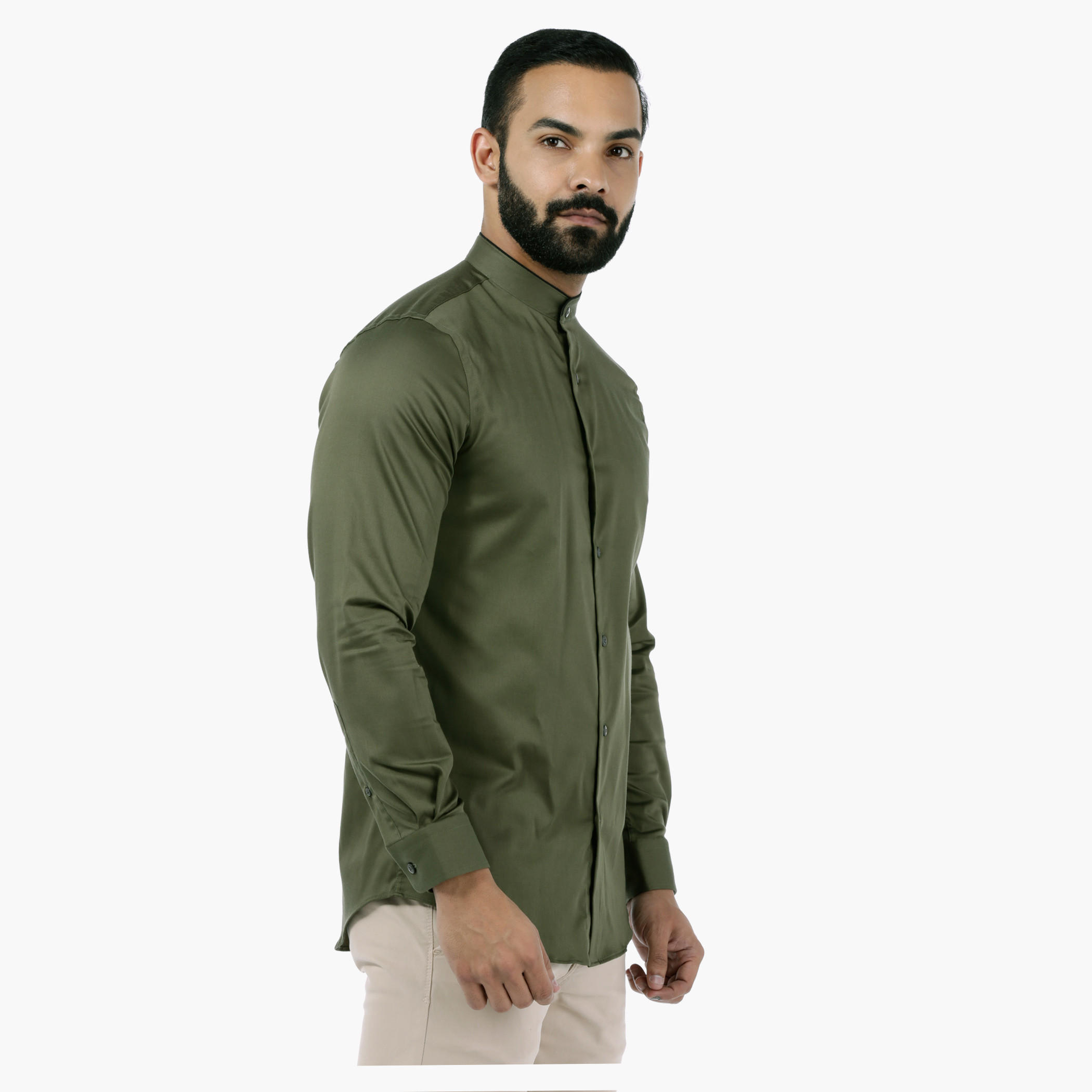 L'Homme Full-sleeved Mandarin Collar Shirt-men-clothing-shirts-image-3