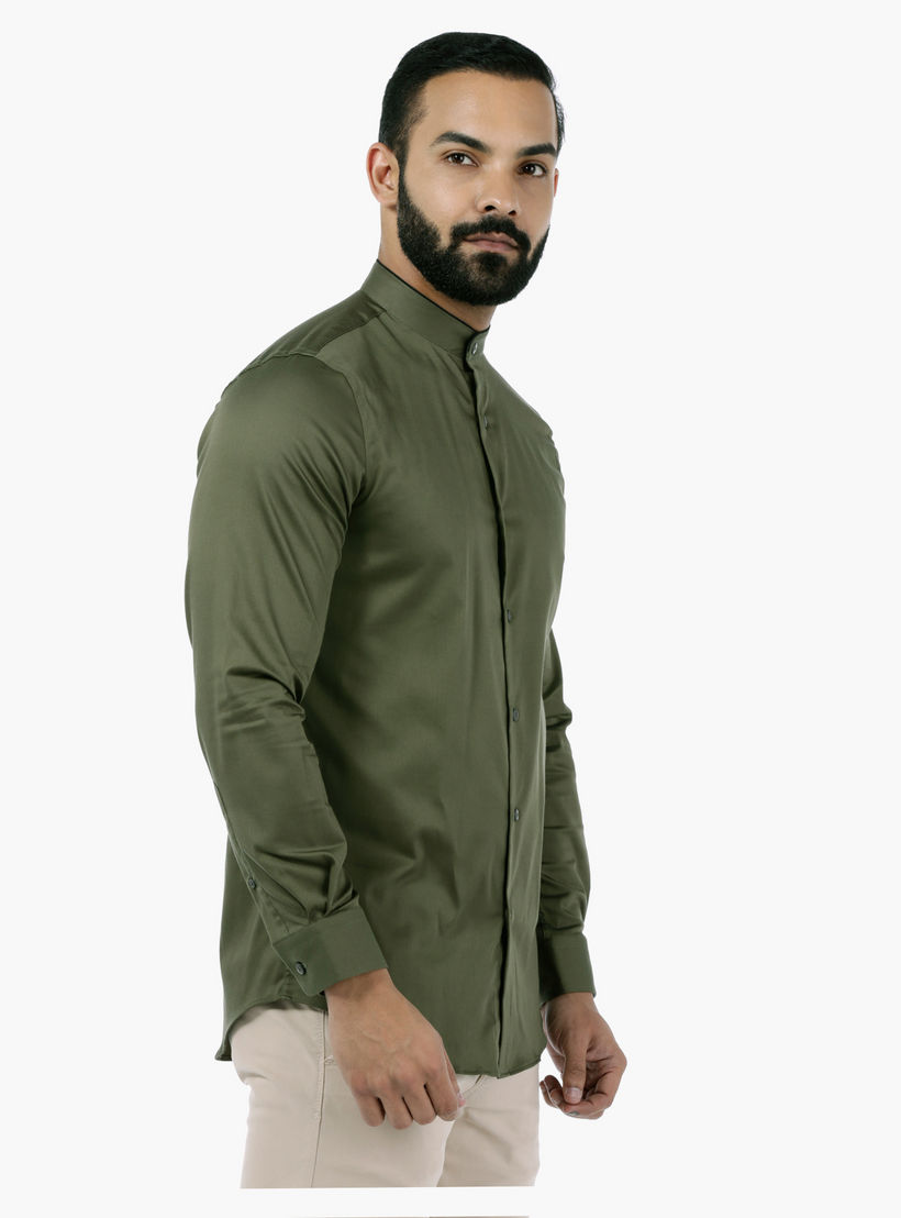 L'Homme Full-sleeved Mandarin Collar Shirt-men-clothing-shirts-image-3