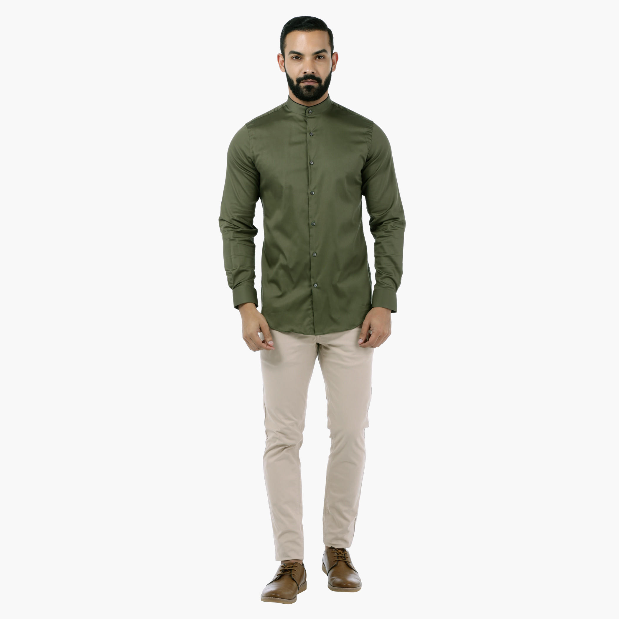 L'Homme Full-sleeved Mandarin Collar Shirt-men-clothing-shirts-image-5