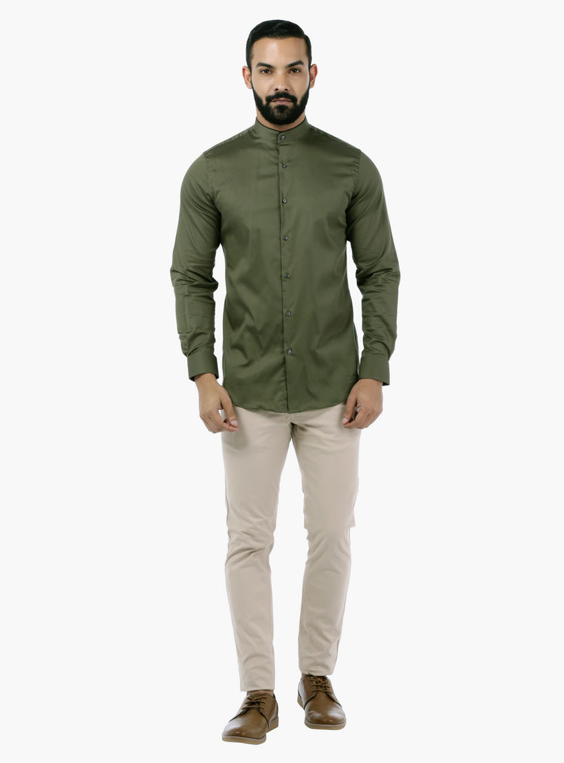 L'Homme Full-sleeved Mandarin Collar Shirt-men-clothing-shirts-image-5