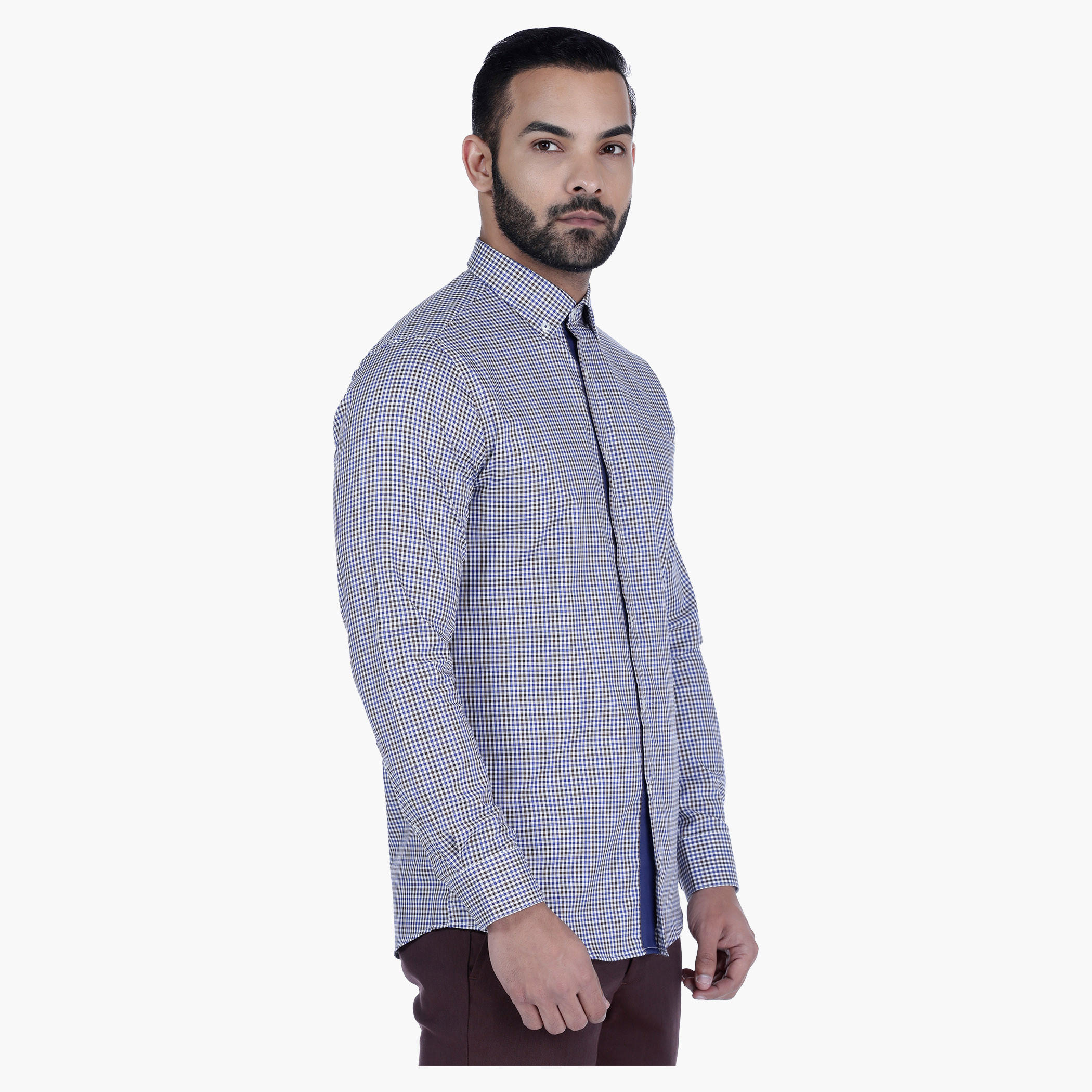 L'HOMME Chequered Shirt with Long Sleeves-men-clothing-shirts-image-3