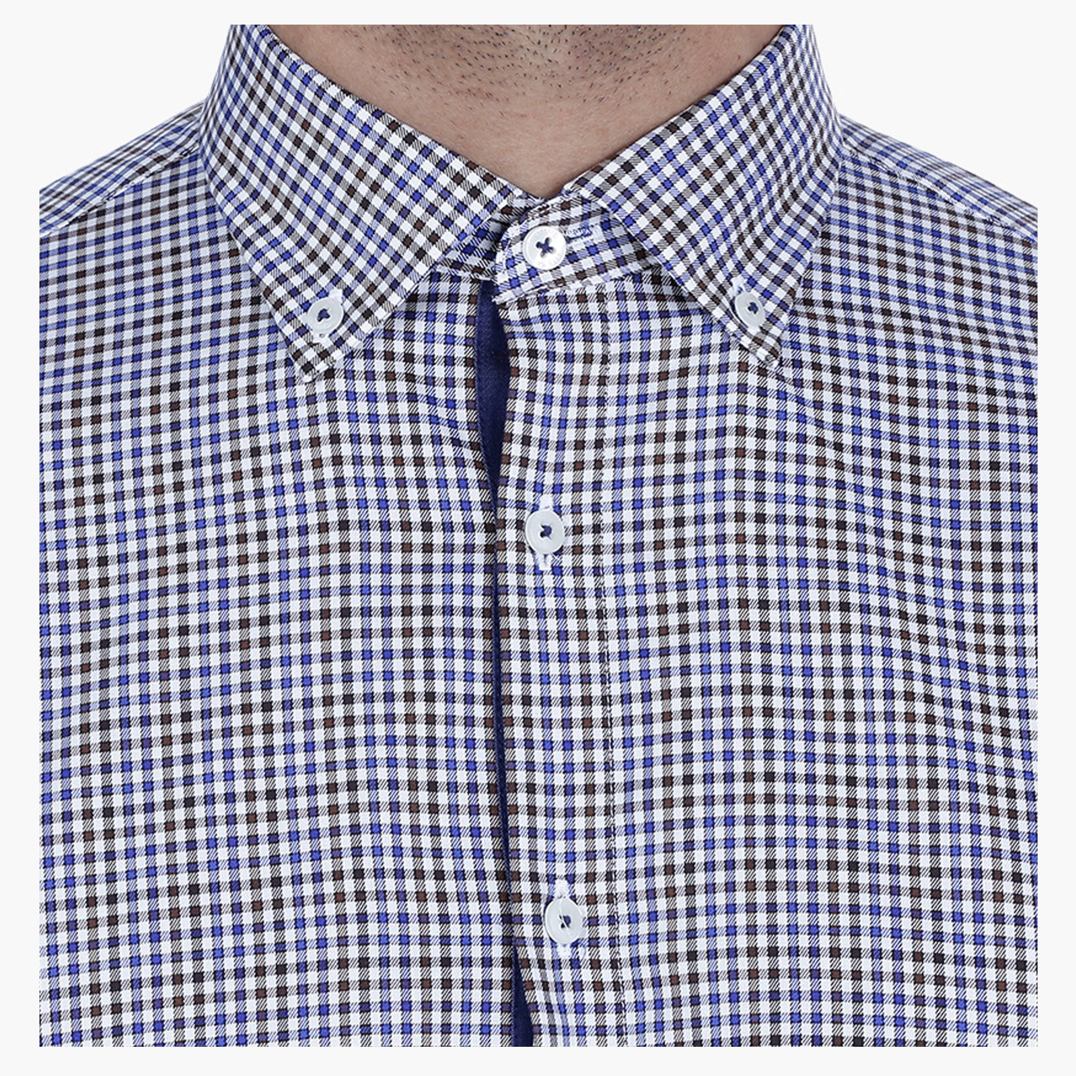 L'HOMME Chequered Shirt with Long Sleeves-men-clothing-shirts-image-4