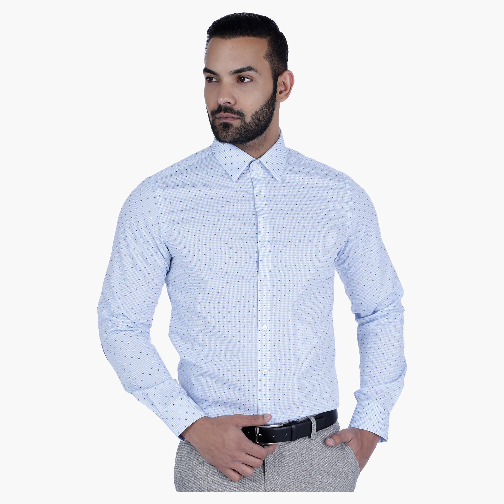 L'Homme Textured Shirt with Long Sleeves-men-clothing-shirts-image-1