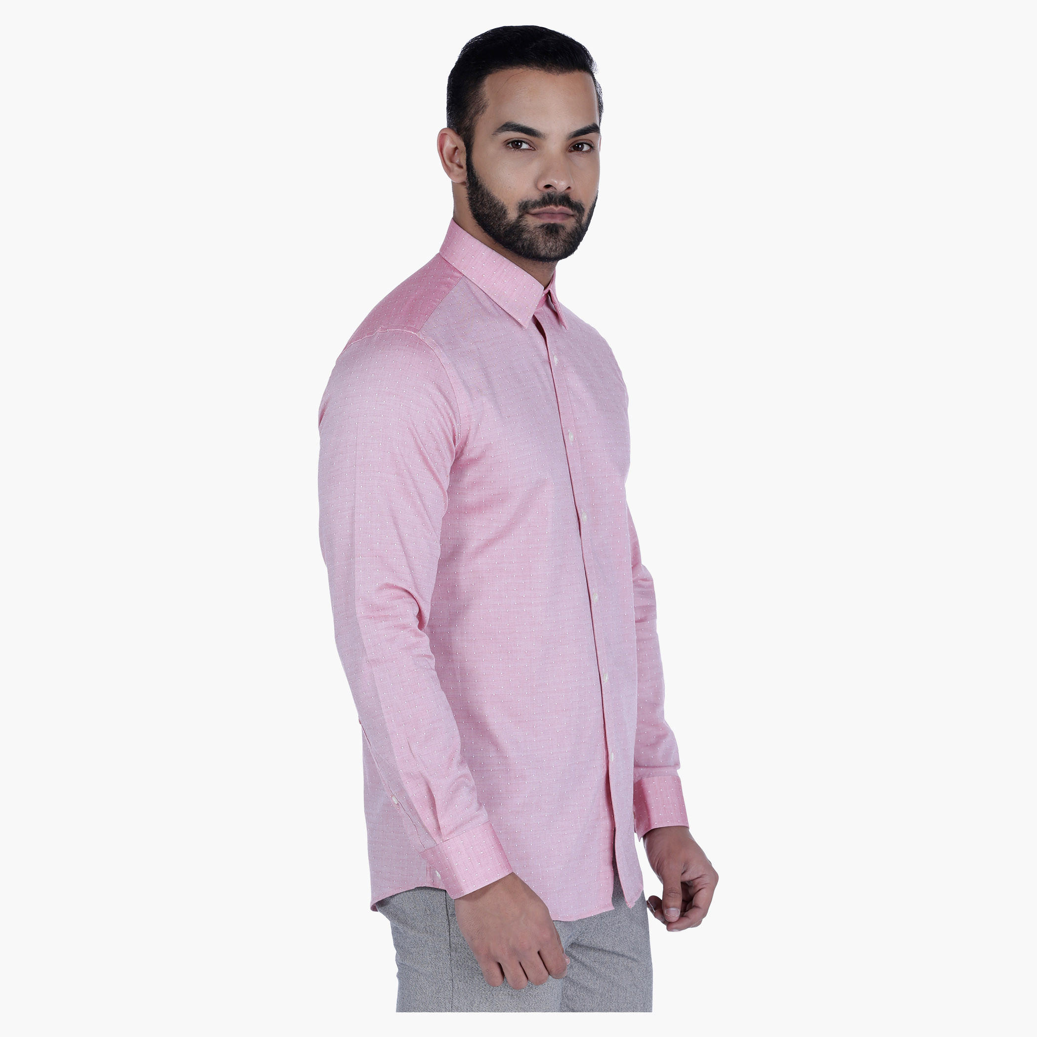 L'HOMME Textured Shirt with Long Sleeves-men-clothing-shirts-image-3