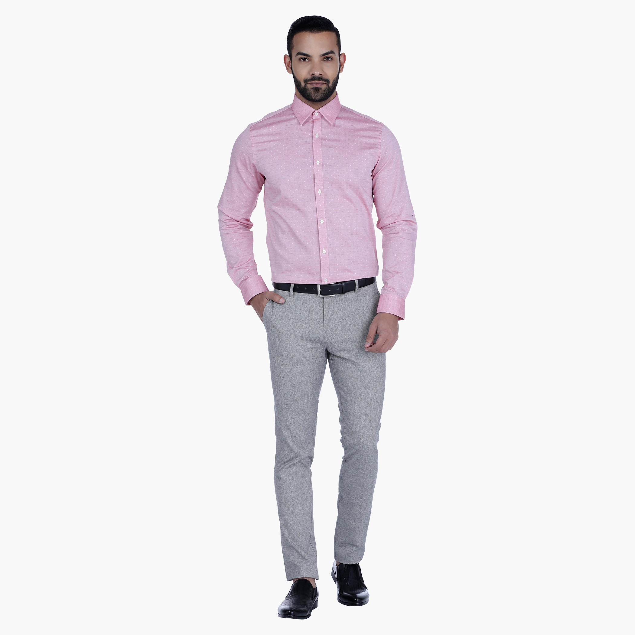L'HOMME Textured Shirt with Long Sleeves-men-clothing-shirts-image-5