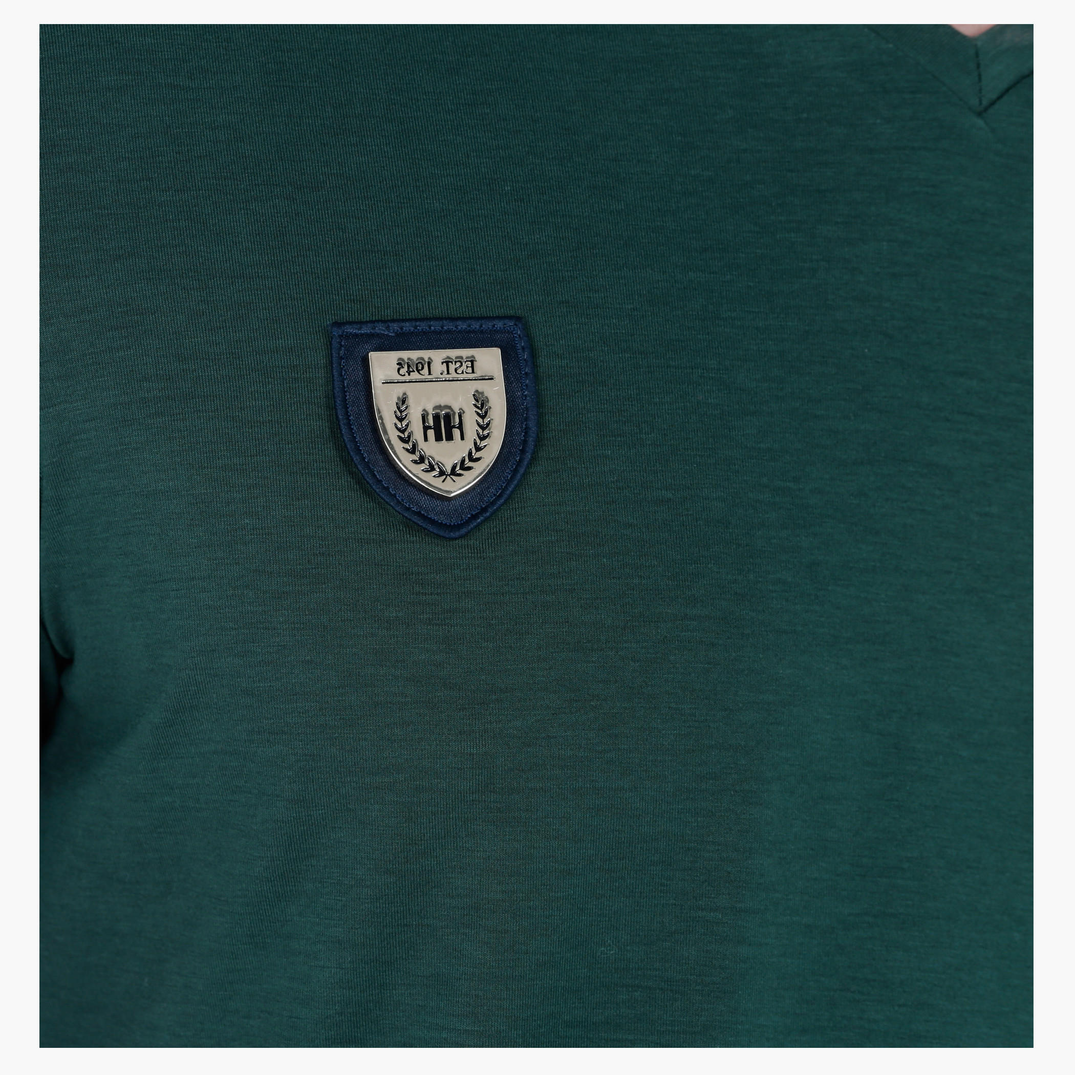 L'HOMME Badge T-Shirt with V-Neck and Short Sleeves-men-clothing-tshirtsandpolos-tshirts-image-4