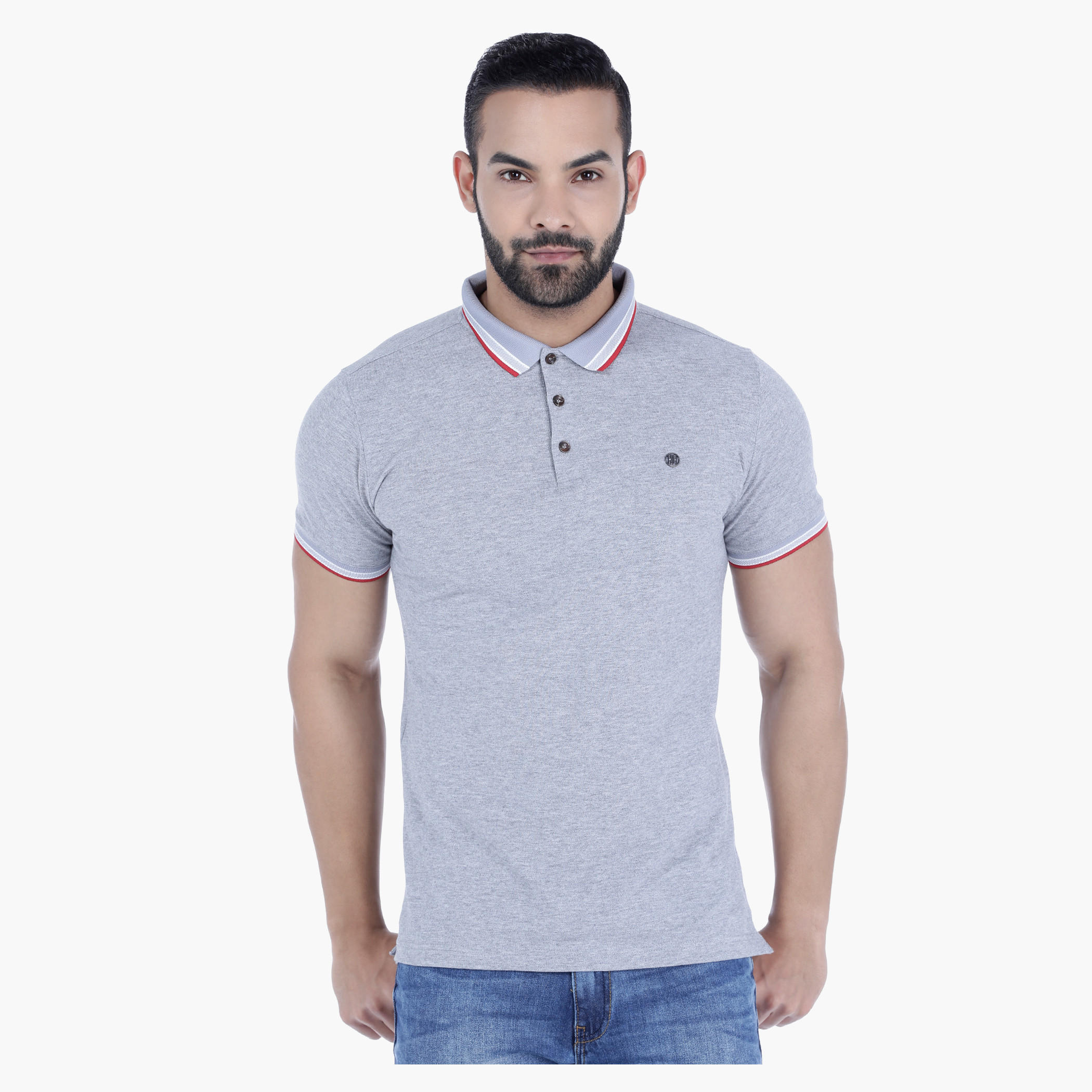 L'HOMME Cotton T-Shirt with Polo Neck and Short Sleeves-men-clothing-tshirtsandpolos-polos-image-1