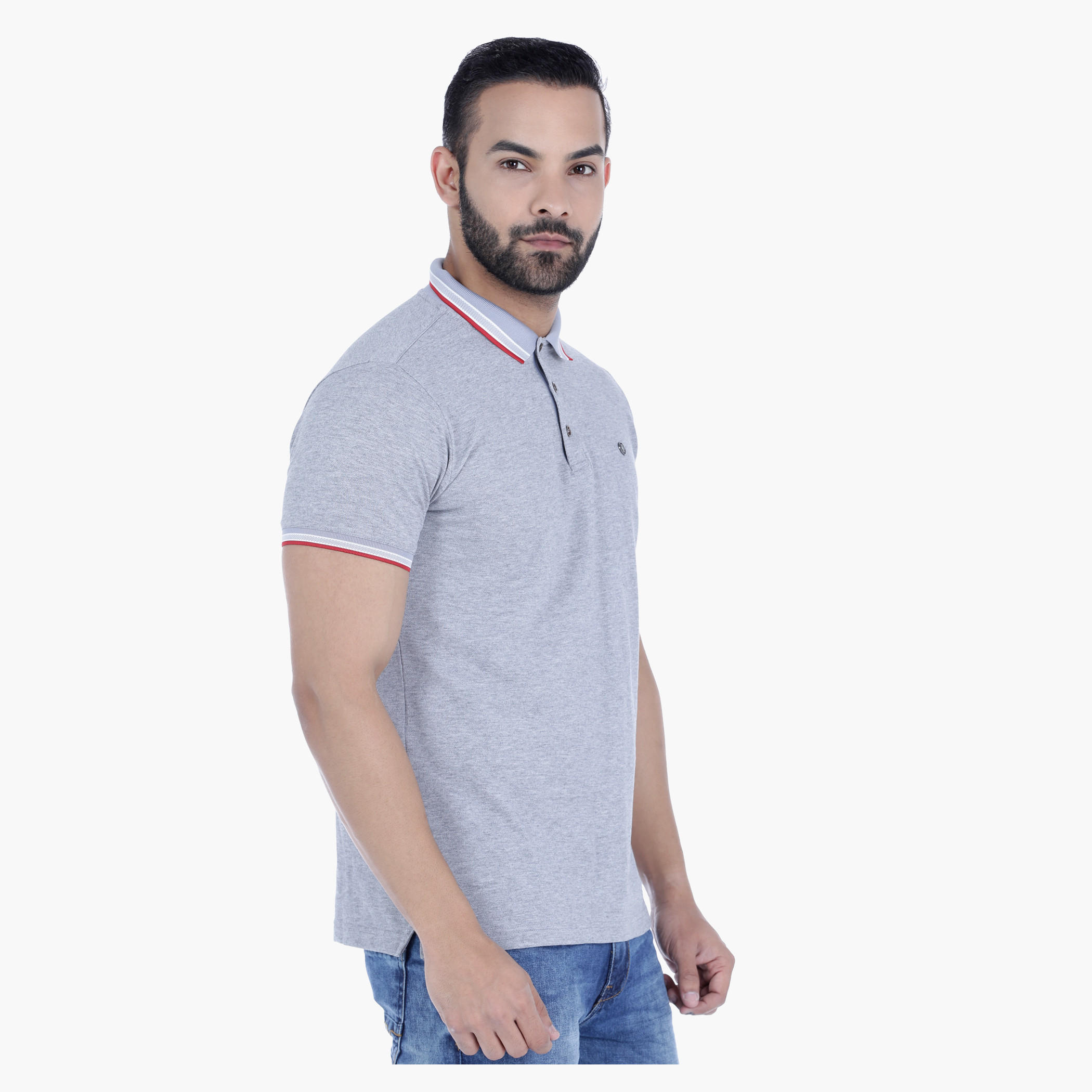 L'HOMME Cotton T-Shirt with Polo Neck and Short Sleeves-men-clothing-tshirtsandpolos-polos-image-3