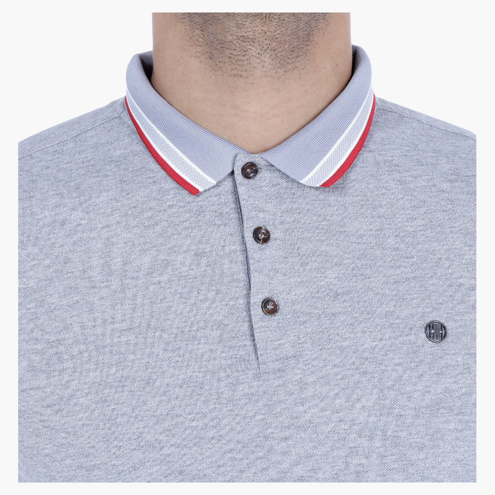 L'HOMME Cotton T-Shirt with Polo Neck and Short Sleeves-men-clothing-tshirtsandpolos-polos-image-4
