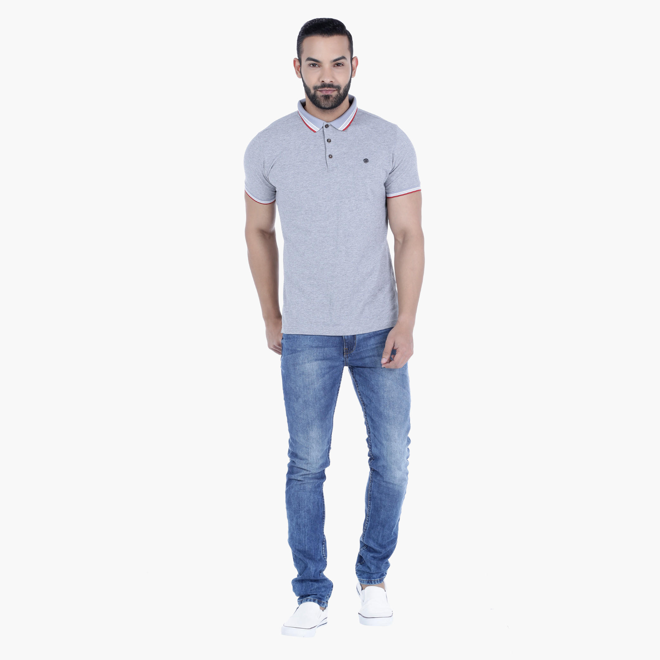 L'HOMME Cotton T-Shirt with Polo Neck and Short Sleeves-men-clothing-tshirtsandpolos-polos-image-5