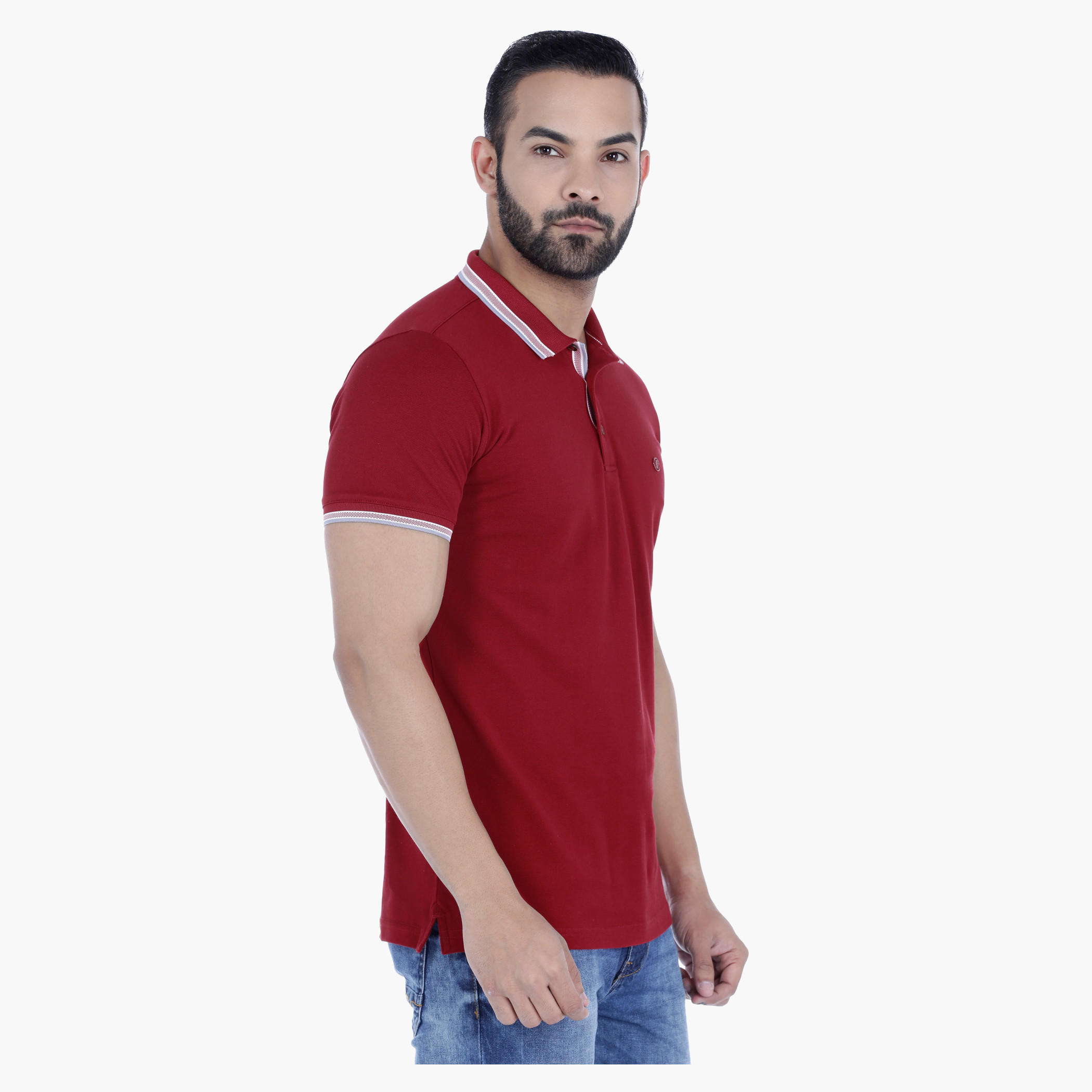 L'HOMME Cotton T-Shirt with Polo Neck and Short Sleeves-men-clothing-tshirtsandpolos-polos-image-8