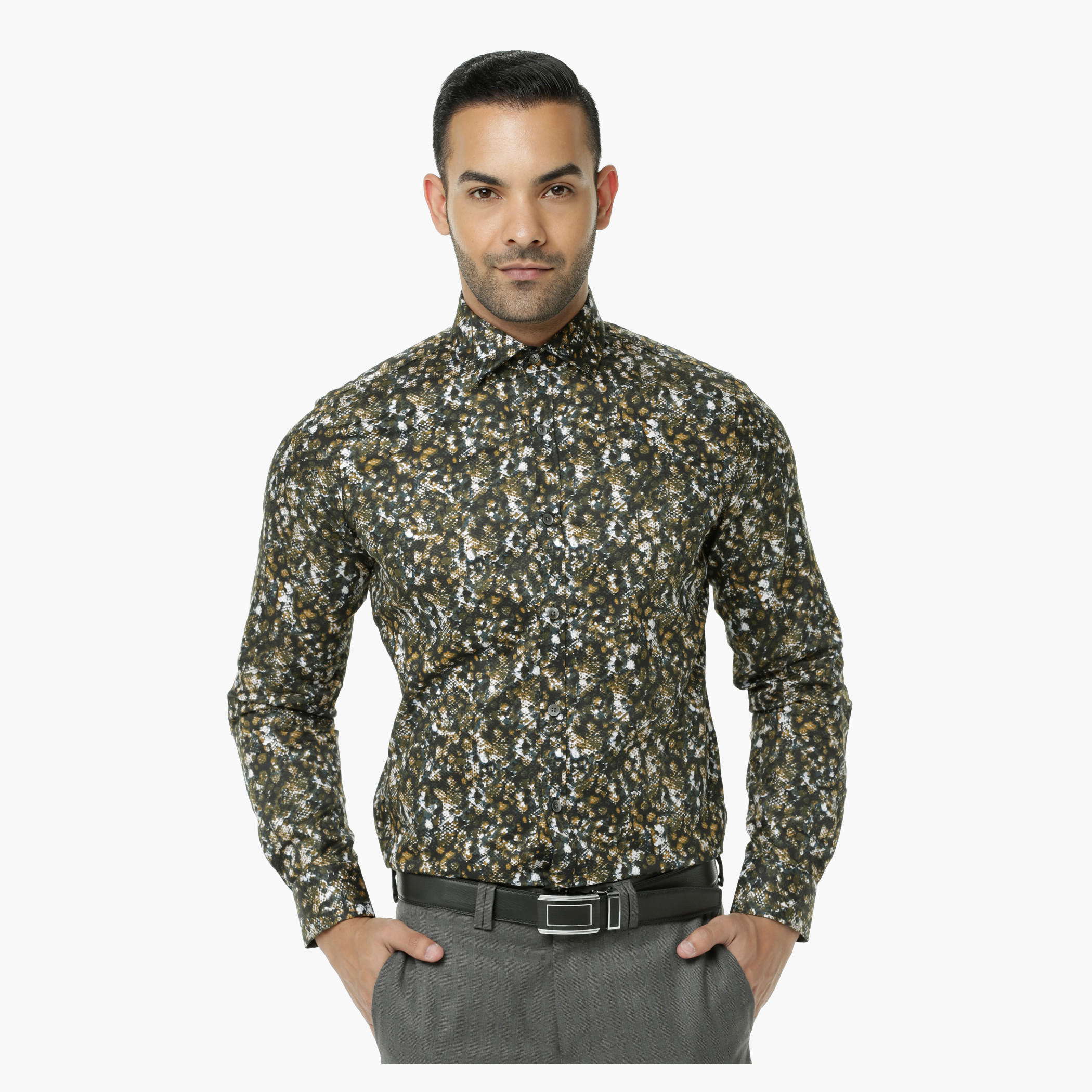 L' Homme Printed Casual Shirt with Long Sleeves-men-clothing-shirts-image-1