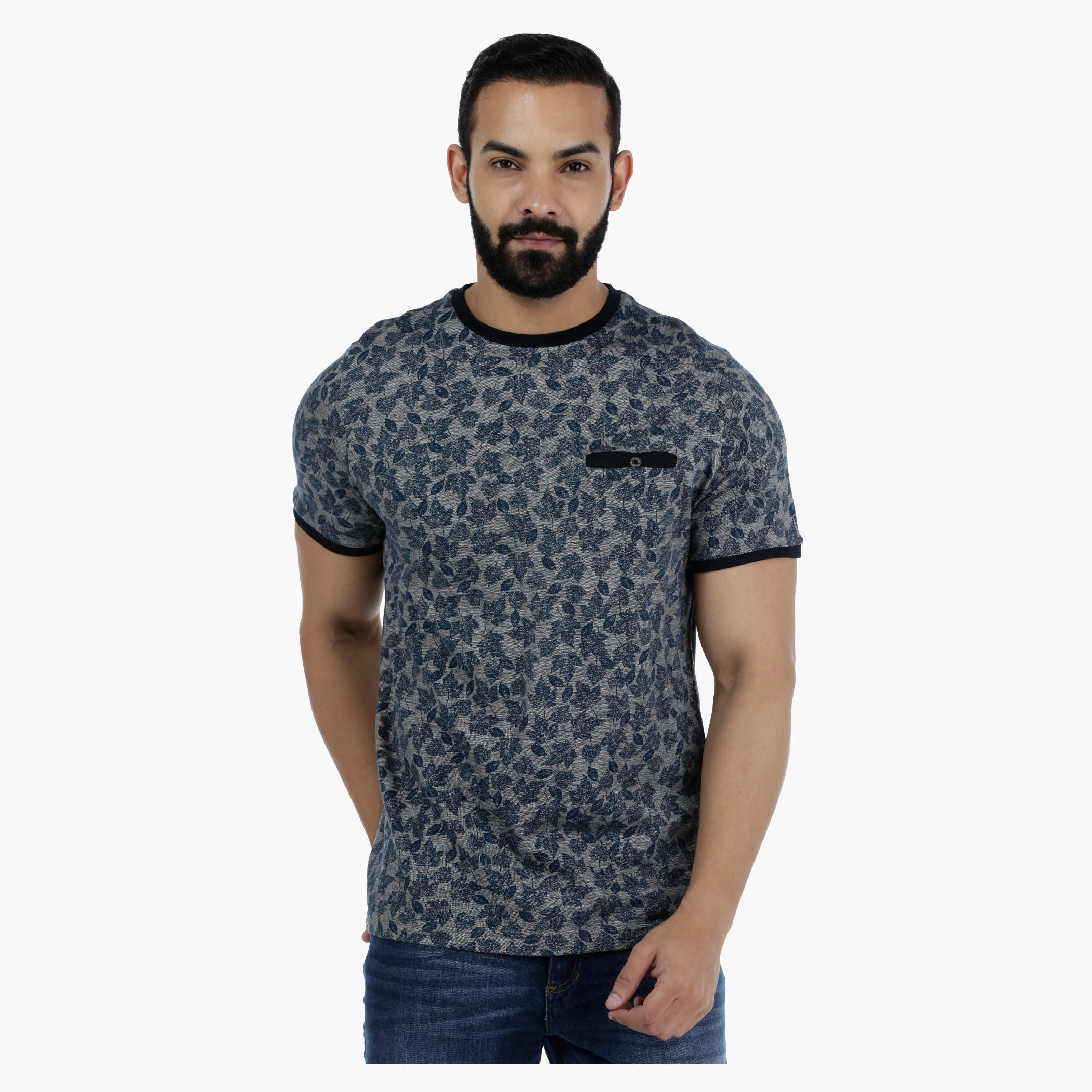 L' Homme Floral Print Short Sleeves Cotton T-Shirt-men-clothing-tshirtsandpolos-tshirts-image-1