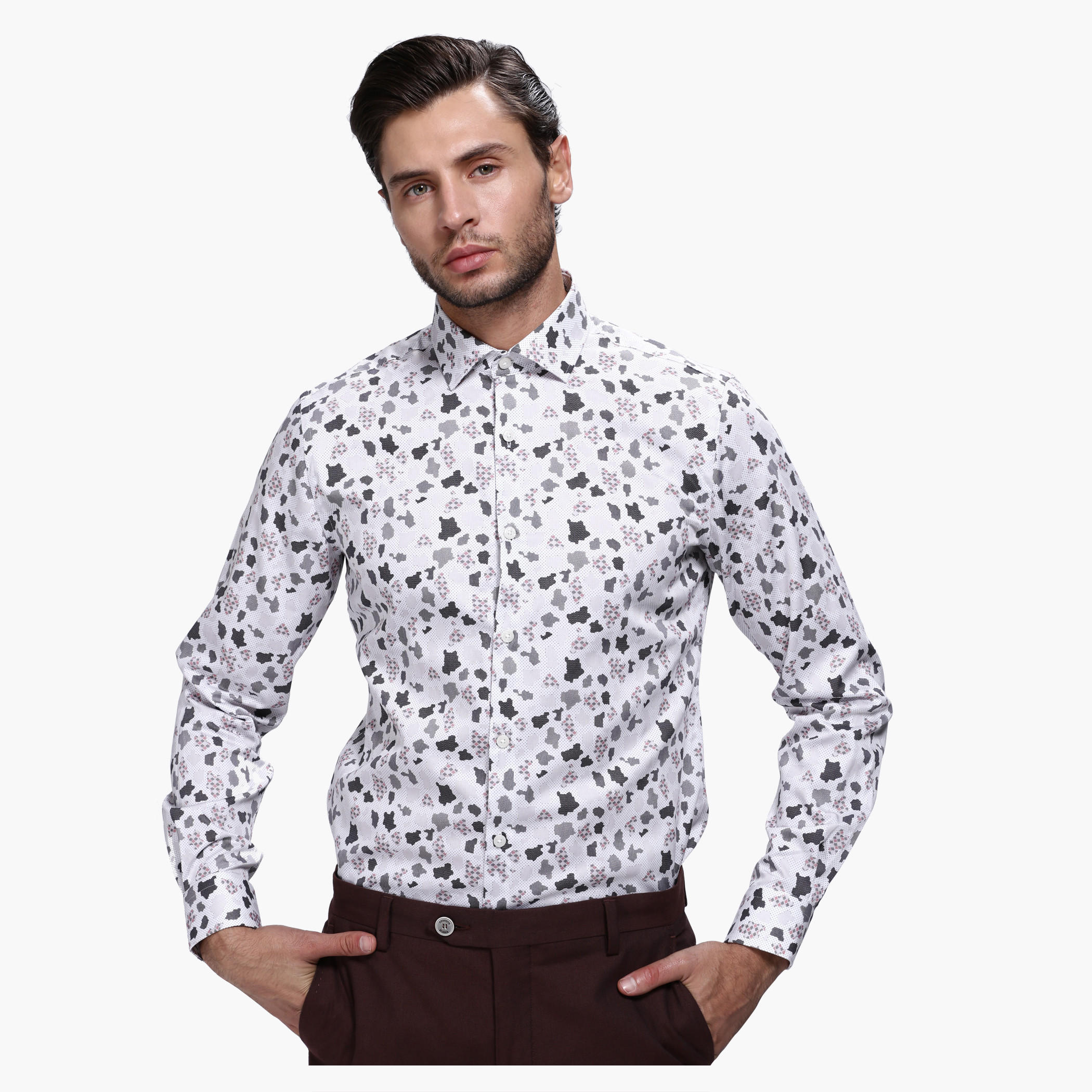 L'HOMME Casual Printed Shirt with Long Sleeves-men-clothing-shirts-image-1