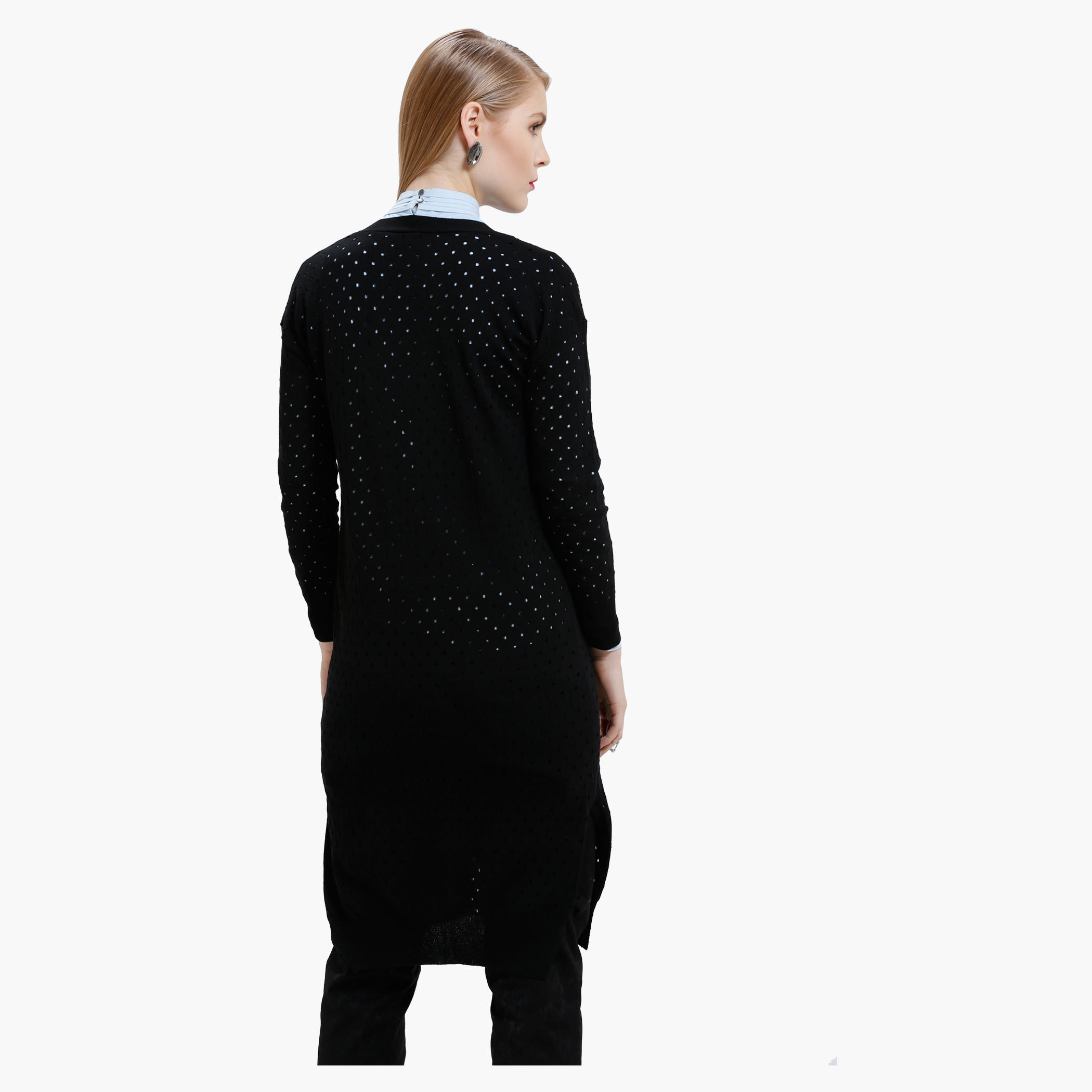 Elle Textured Cardigan with Long Sleeves-women-winterwear-cardigansandjumpers-cardigans-image-2