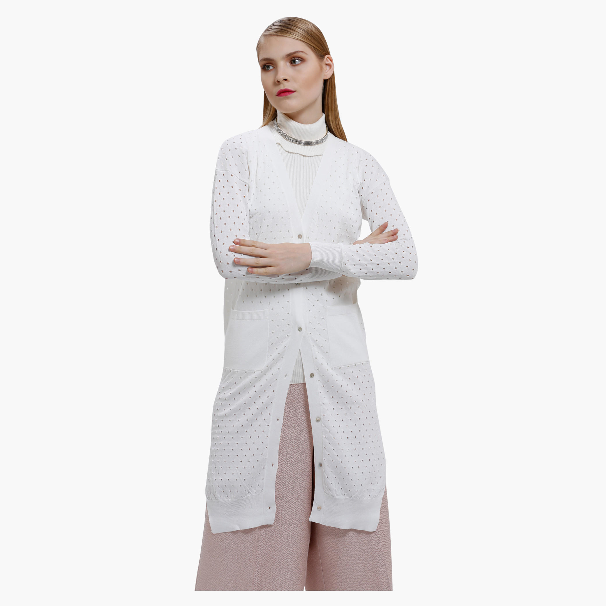 Elle Textured Cardigan with Long Sleeves-women-winterwear-cardigansandjumpers-cardigans-image-6