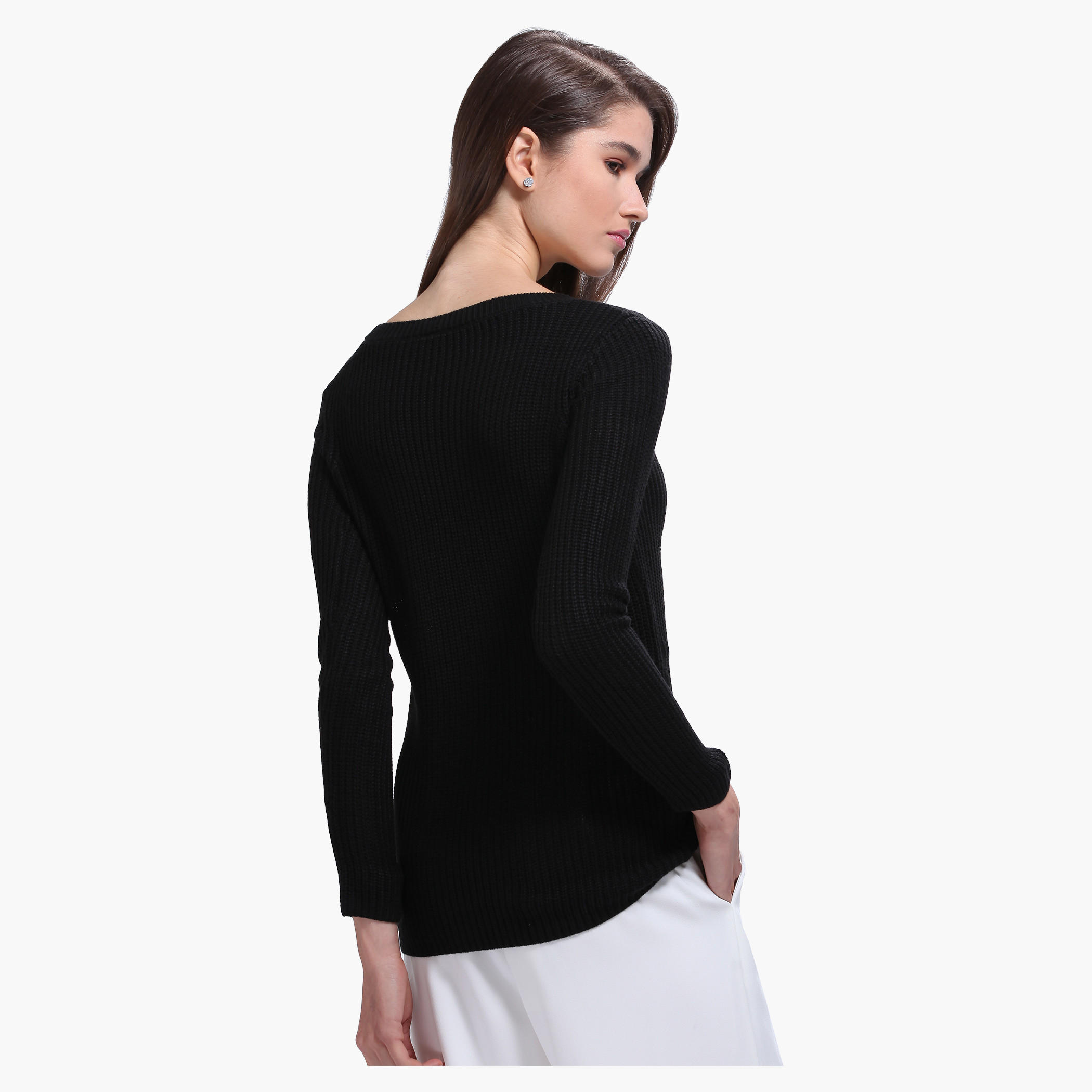 Elle Embellished Sweater with Round Neck and Long Sleeves-women-clothing-cardigansandjumpers-jumpers-image-2