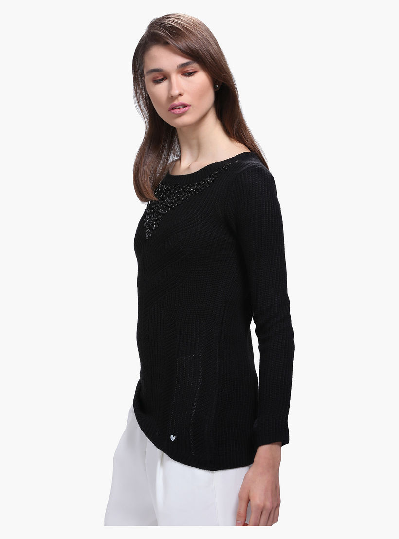 Elle Embellished Sweater with Round Neck and Long Sleeves-women-clothing-cardigansandjumpers-jumpers-image-3