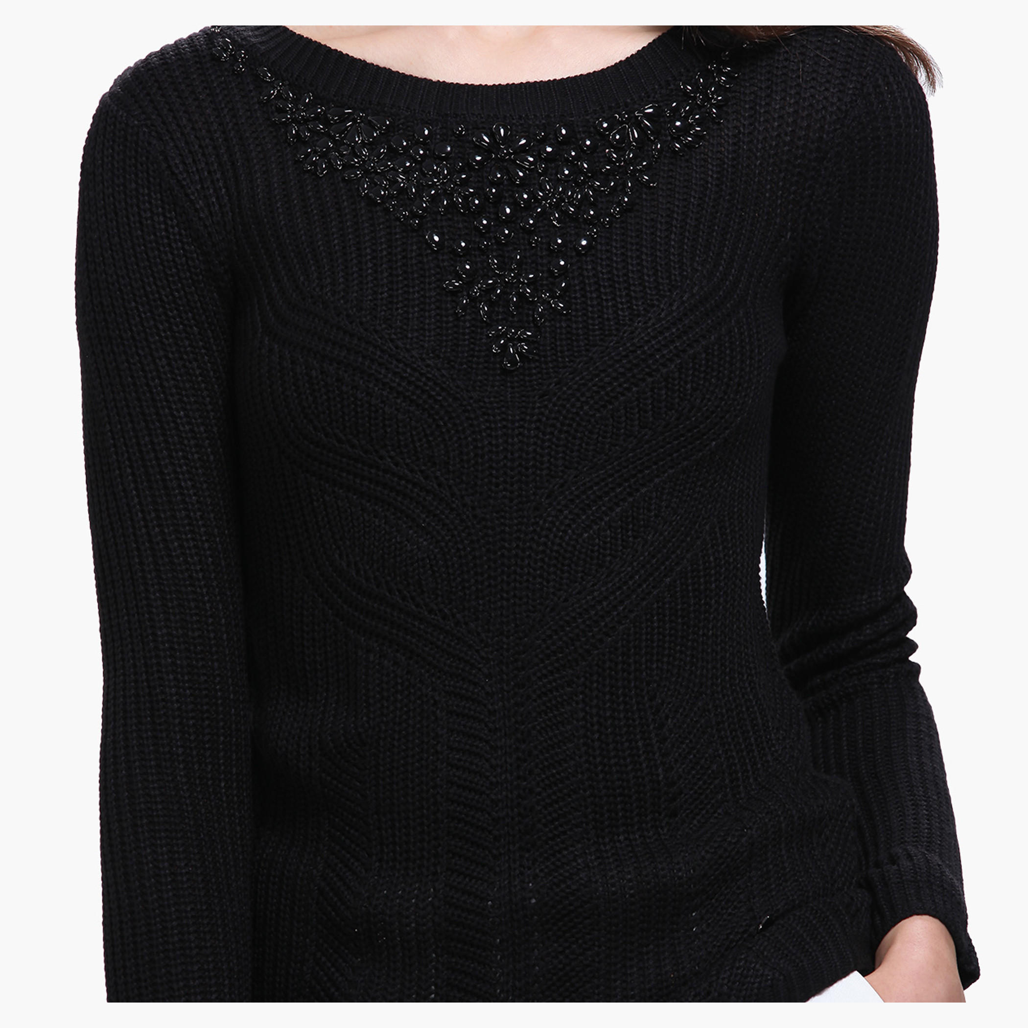 Elle Embellished Sweater with Round Neck and Long Sleeves-women-clothing-cardigansandjumpers-jumpers-image-4