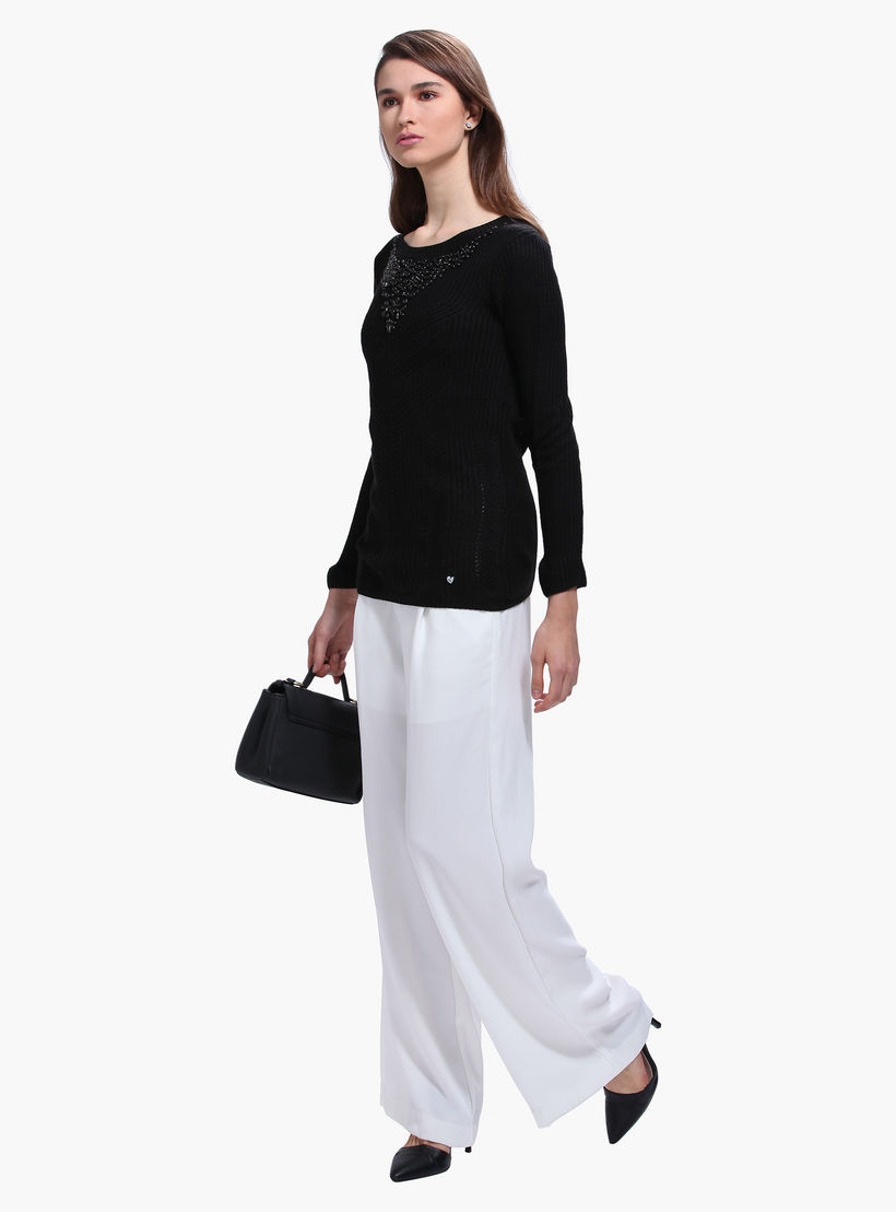 Elle Embellished Sweater with Round Neck and Long Sleeves-women-clothing-cardigansandjumpers-jumpers-image-5